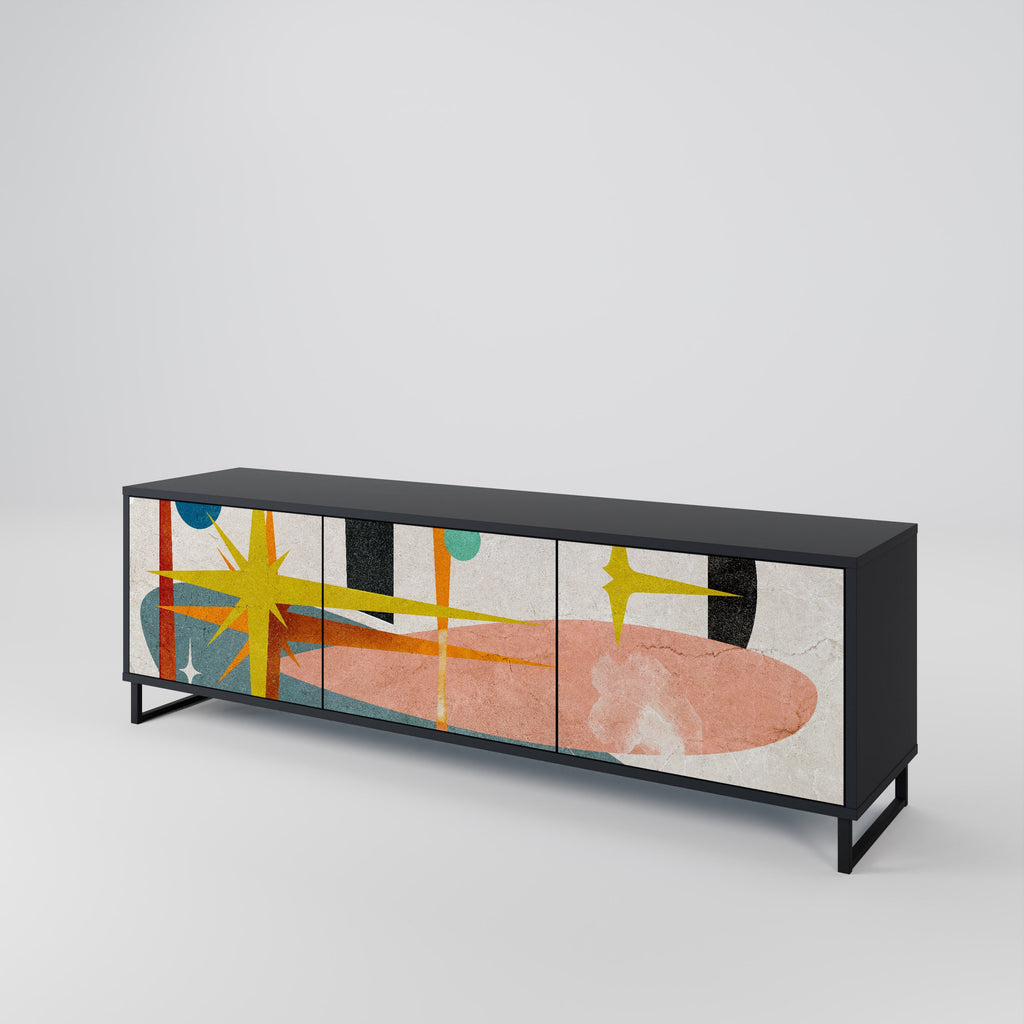 Meuble TV 3 portes INTERSTELLAR VIBES finition noire