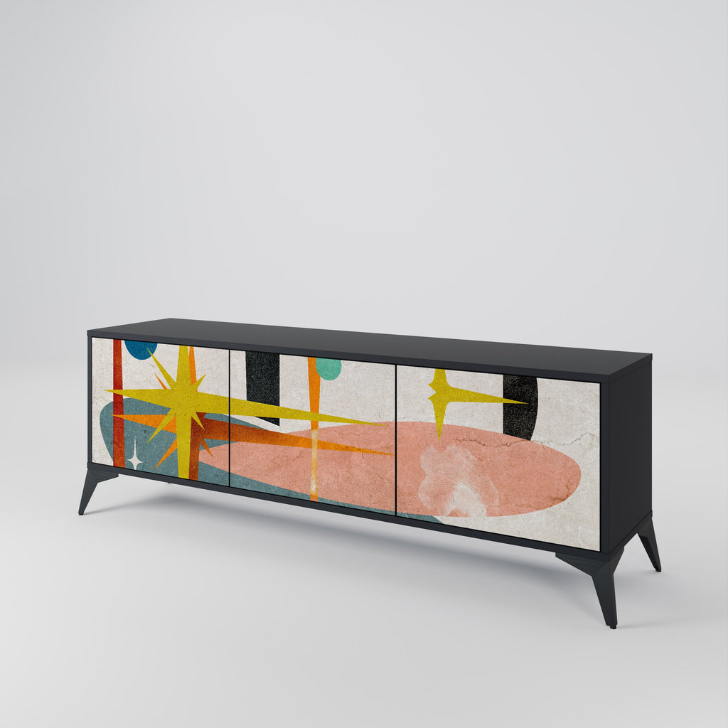 Meuble TV 3 portes INTERSTELLAR VIBES finition noire