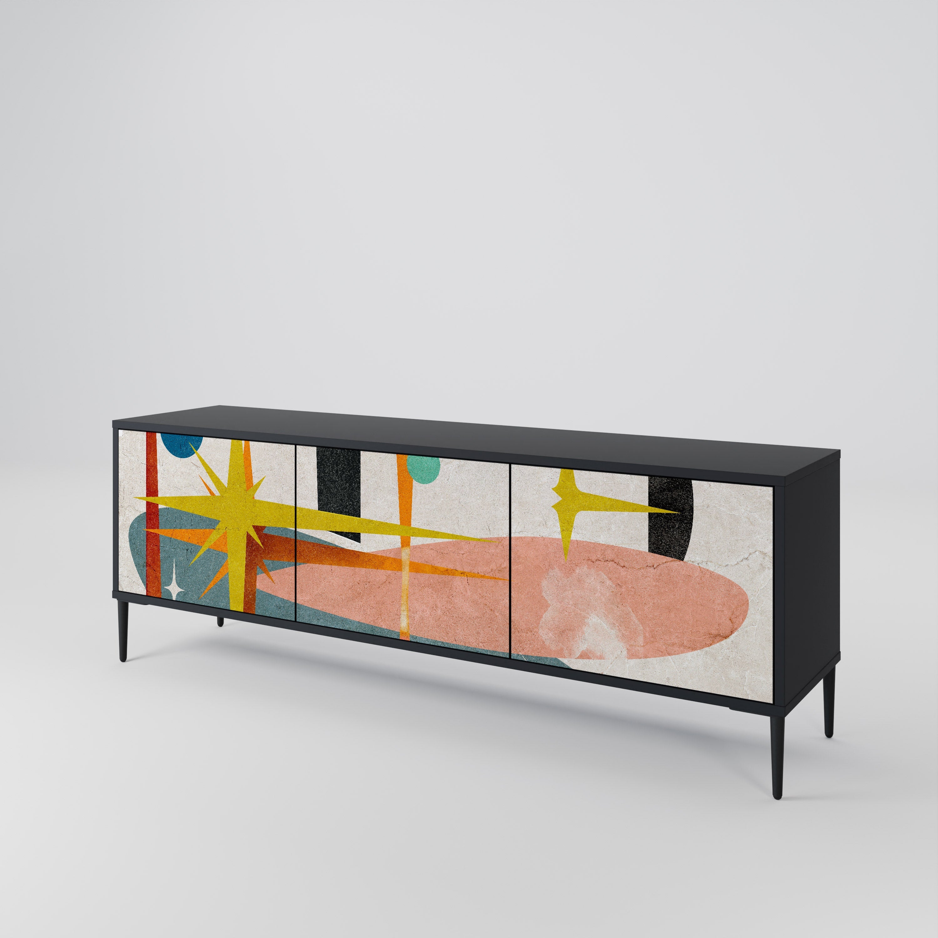 Meuble TV 3 portes INTERSTELLAR VIBES finition noire