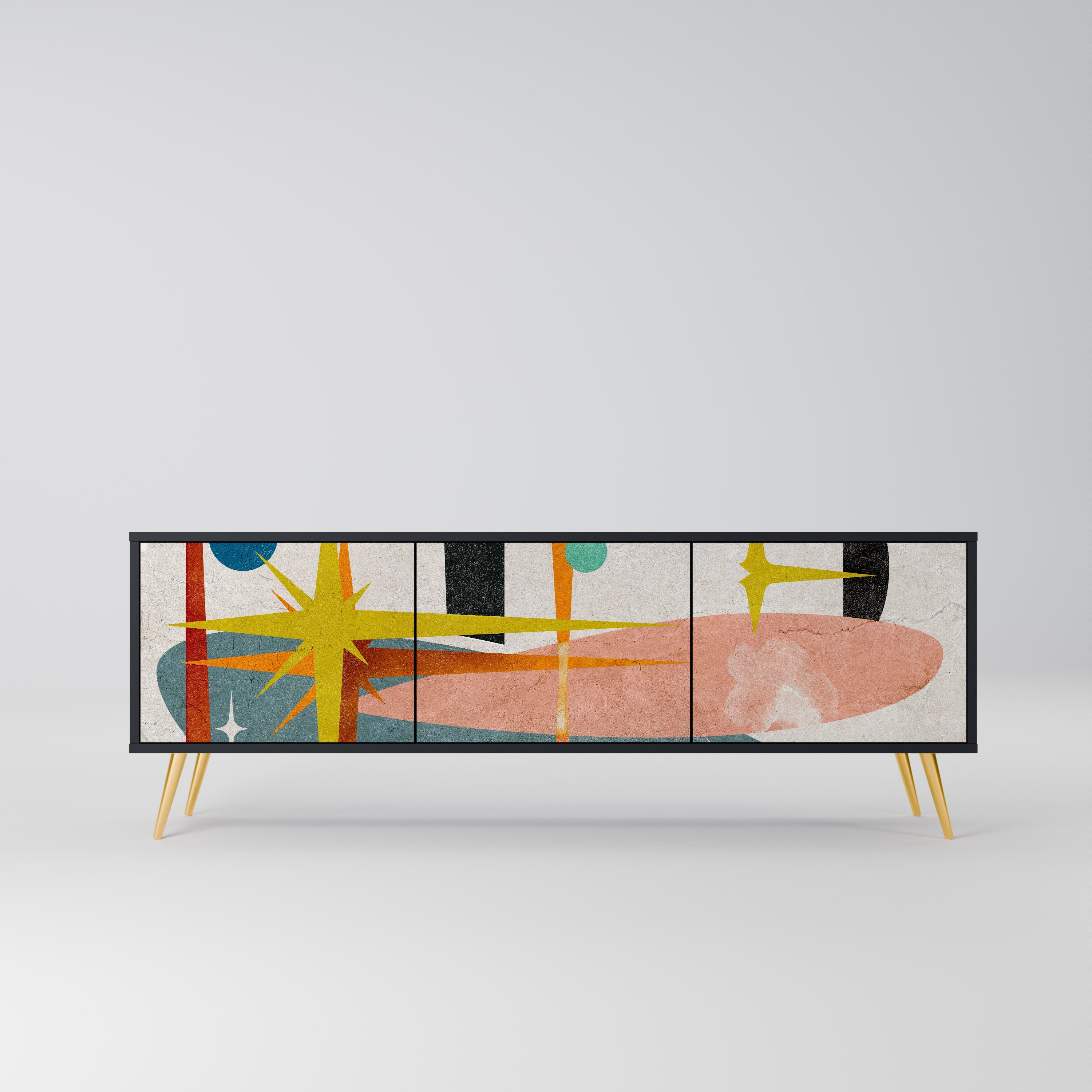 Meuble TV 3 portes INTERSTELLAR VIBES finition noire