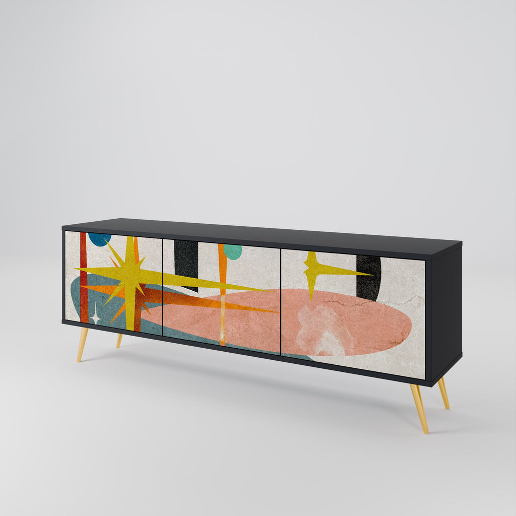 Meuble TV 3 portes INTERSTELLAR VIBES finition noire