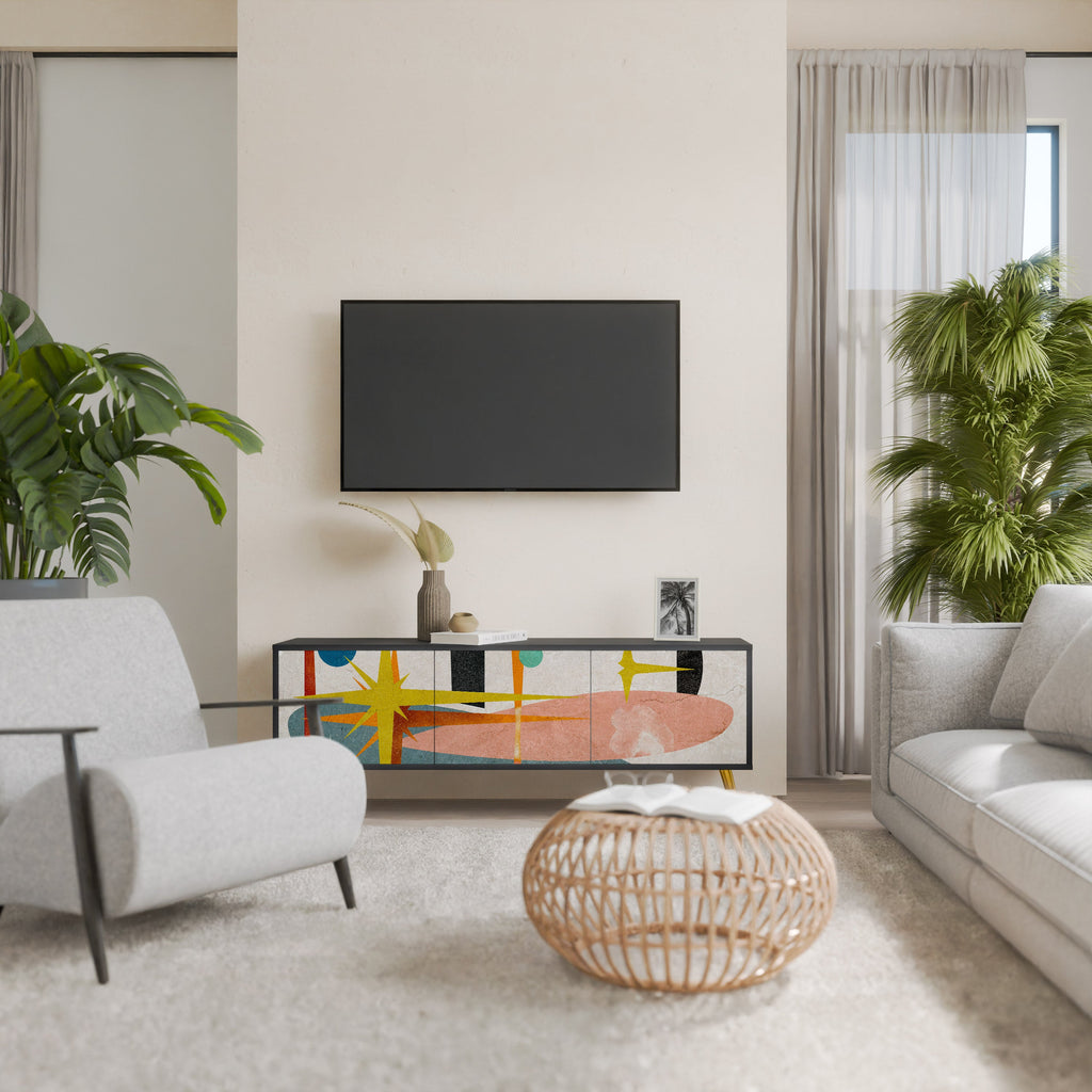 Meuble TV 3 portes INTERSTELLAR VIBES finition noire