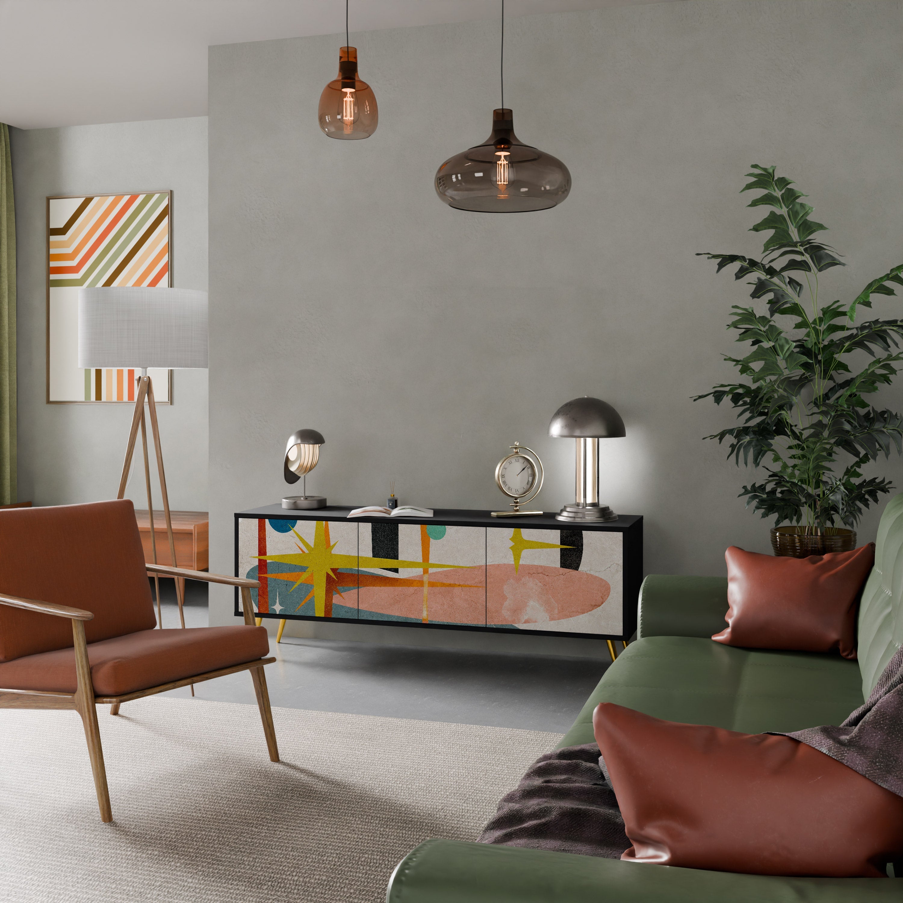 Meuble TV 3 portes INTERSTELLAR VIBES finition noire