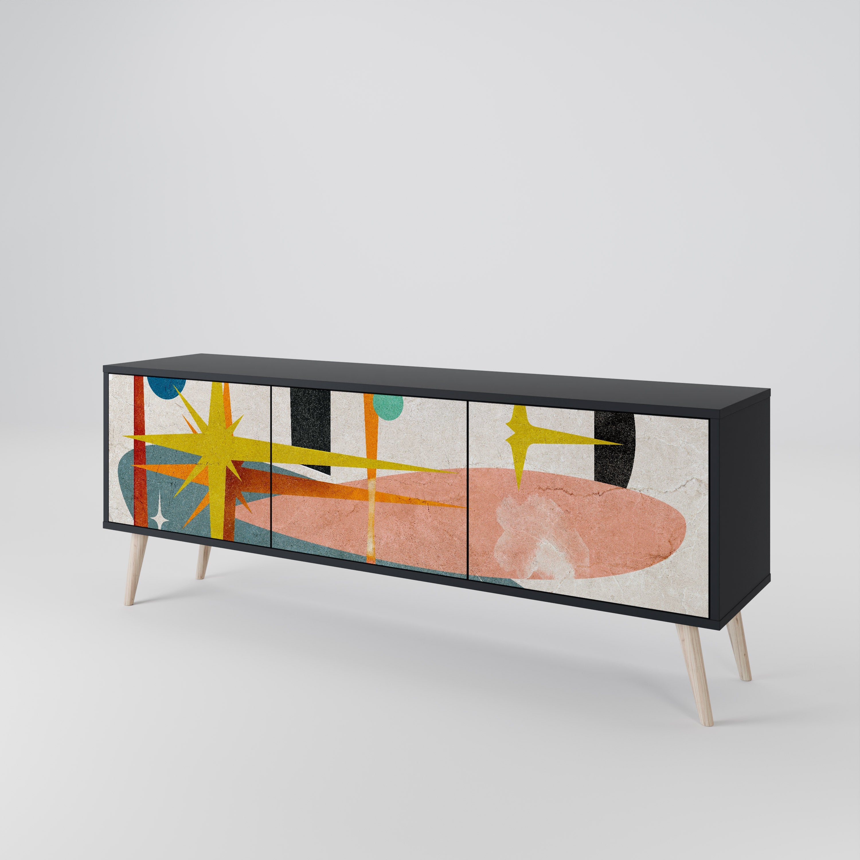 Meuble TV 3 portes INTERSTELLAR VIBES finition noire