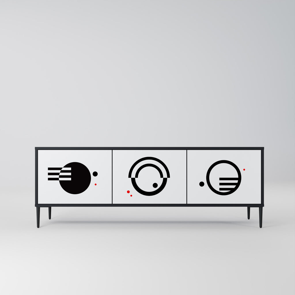 Meuble TV 3 portes noir et blanc combiné, finition noire