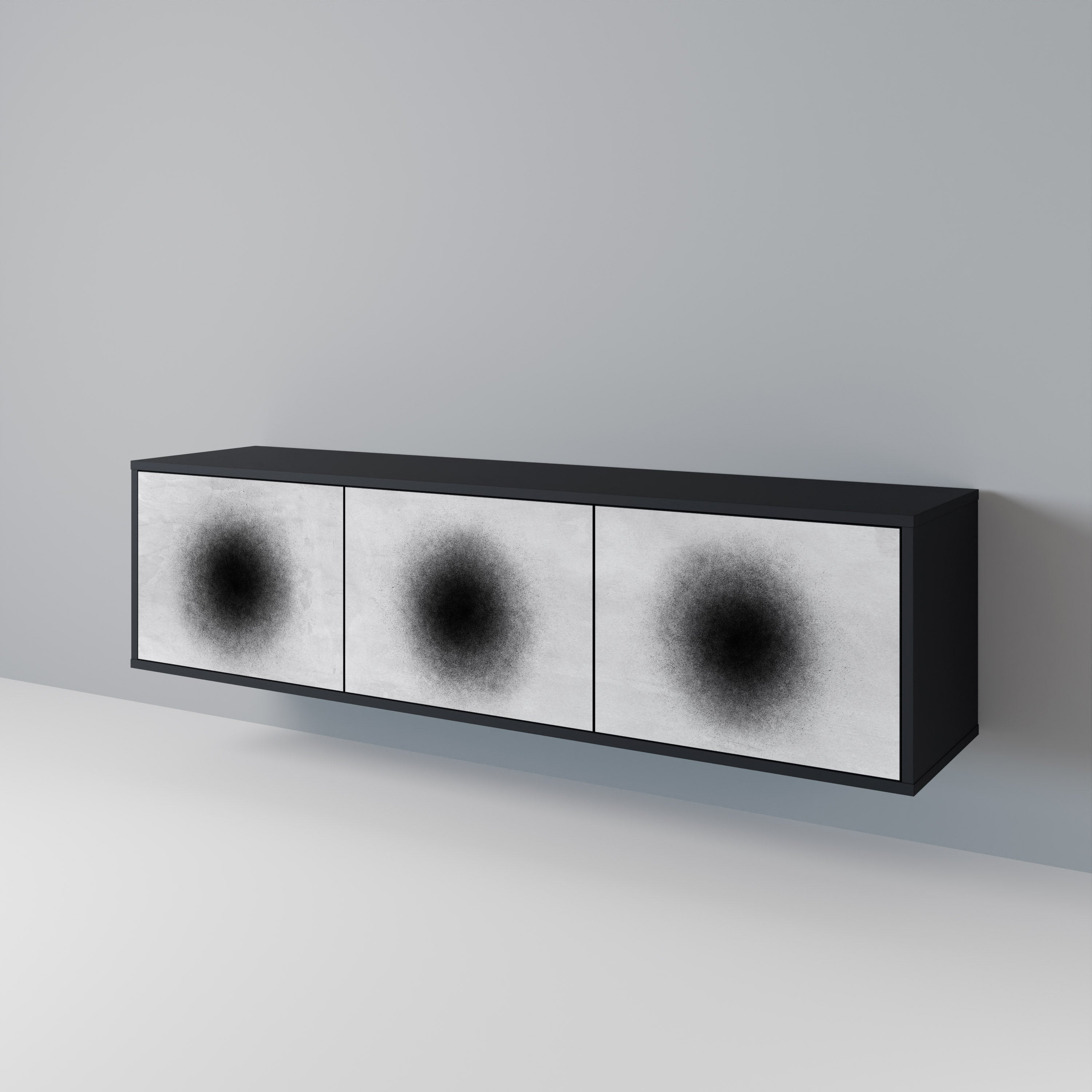 Meuble TV 3 portes BLACK HOLE finition noire