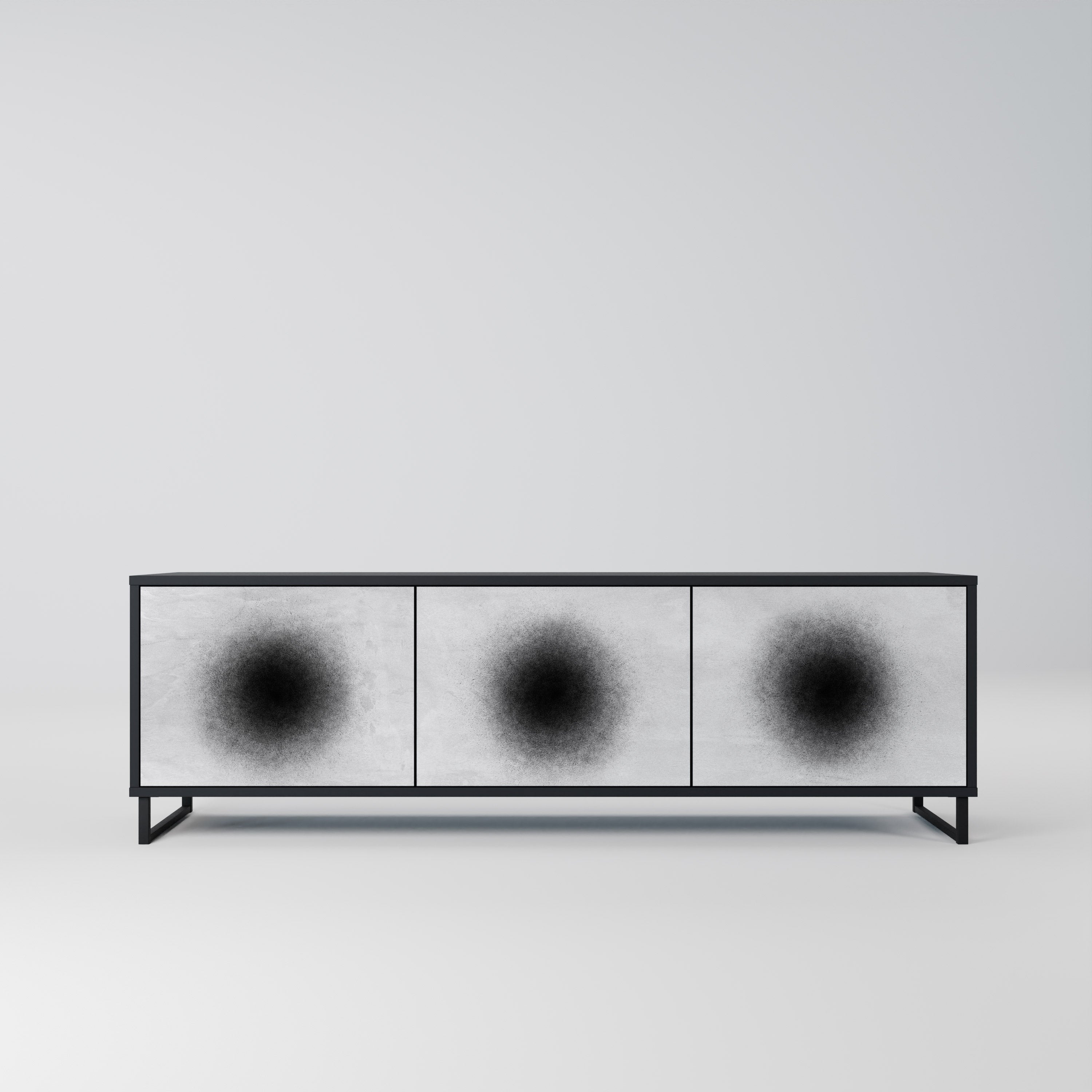 Meuble TV 3 portes BLACK HOLE finition noire