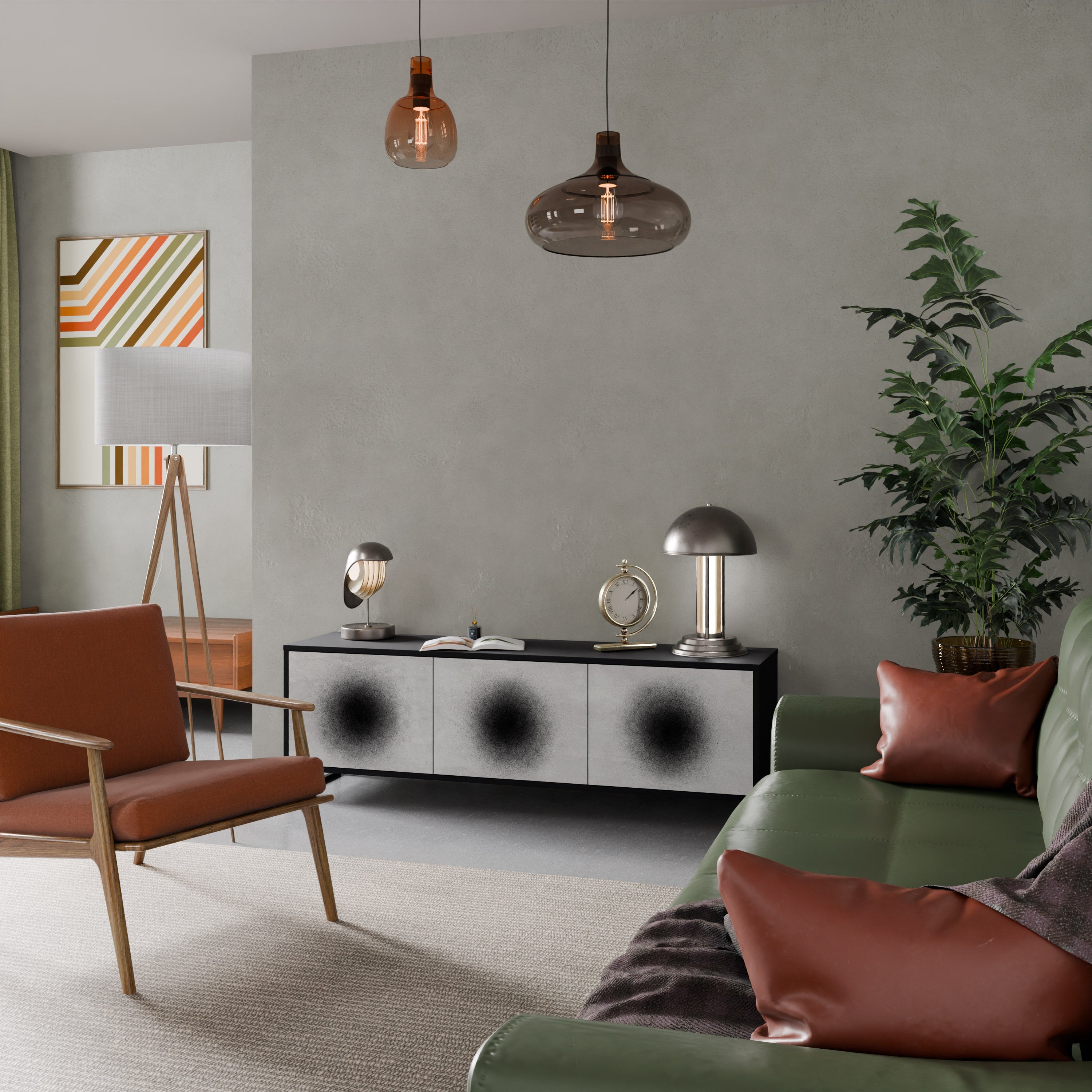 Meuble TV 3 portes BLACK HOLE finition noire