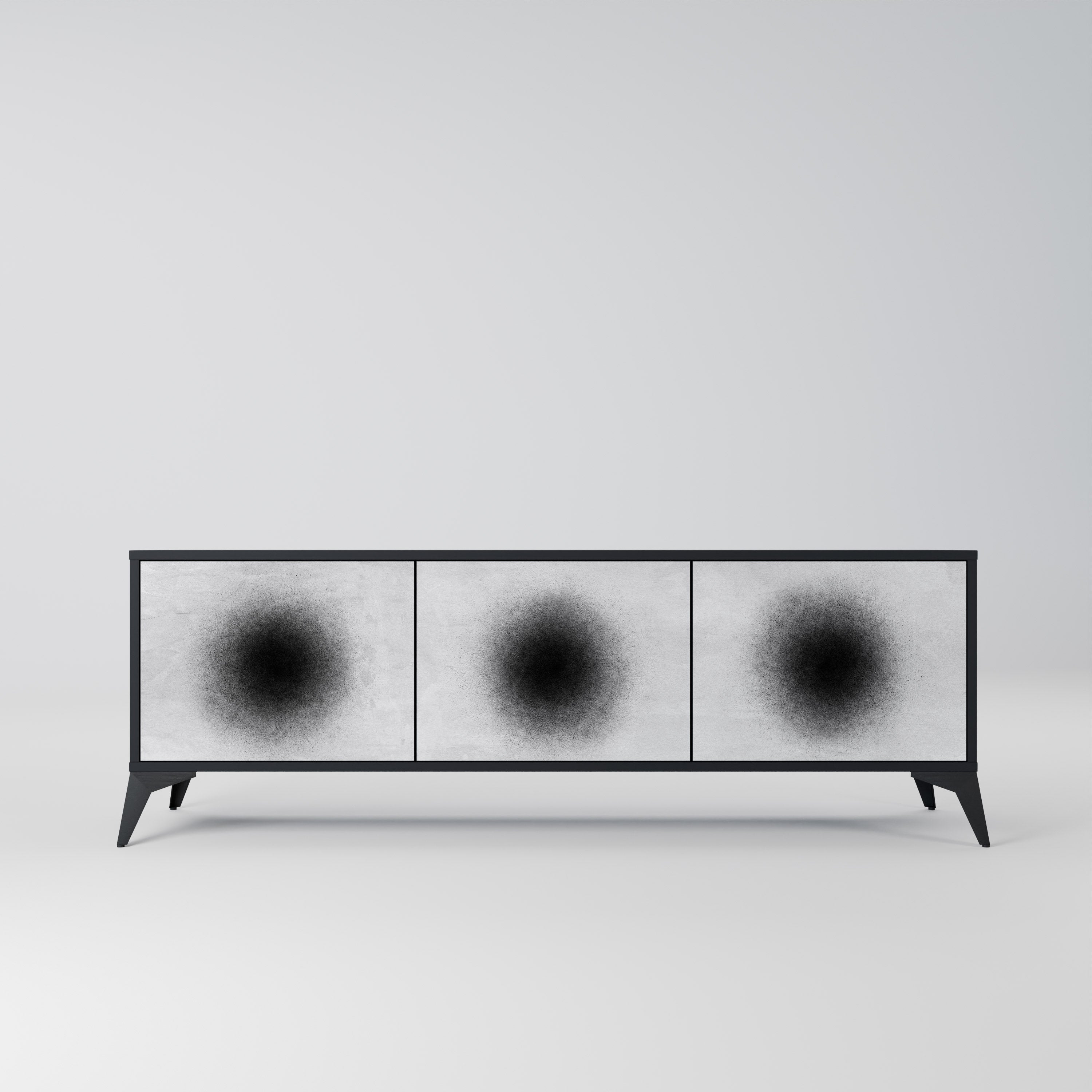 Meuble TV 3 portes BLACK HOLE finition noire