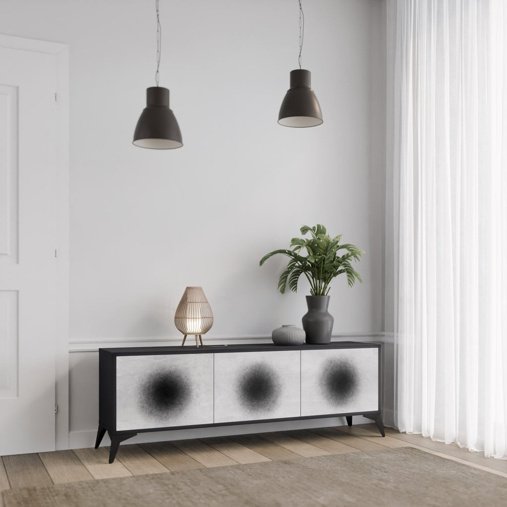 Meuble TV 3 portes BLACK HOLE finition noire