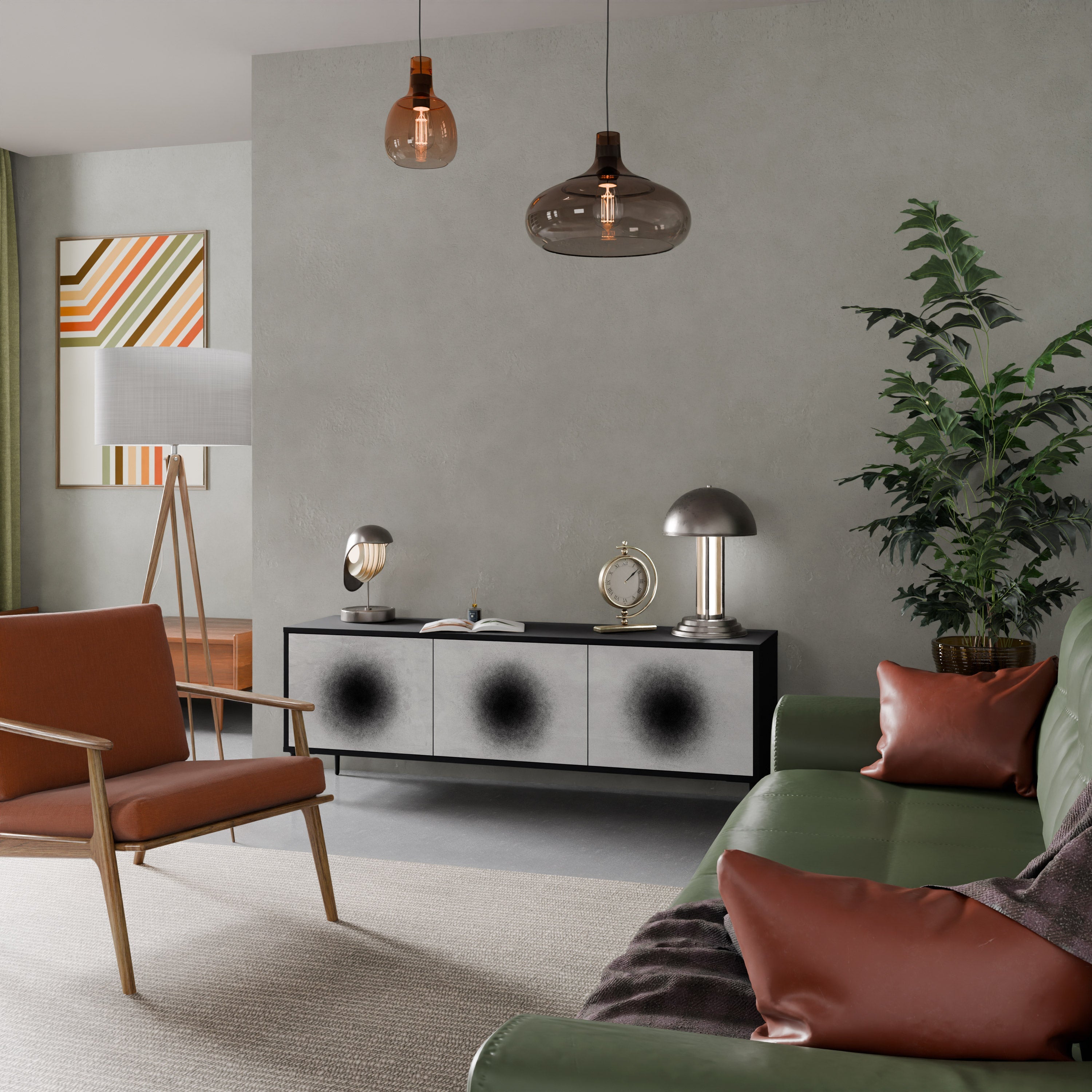 Meuble TV 3 portes BLACK HOLE finition noire