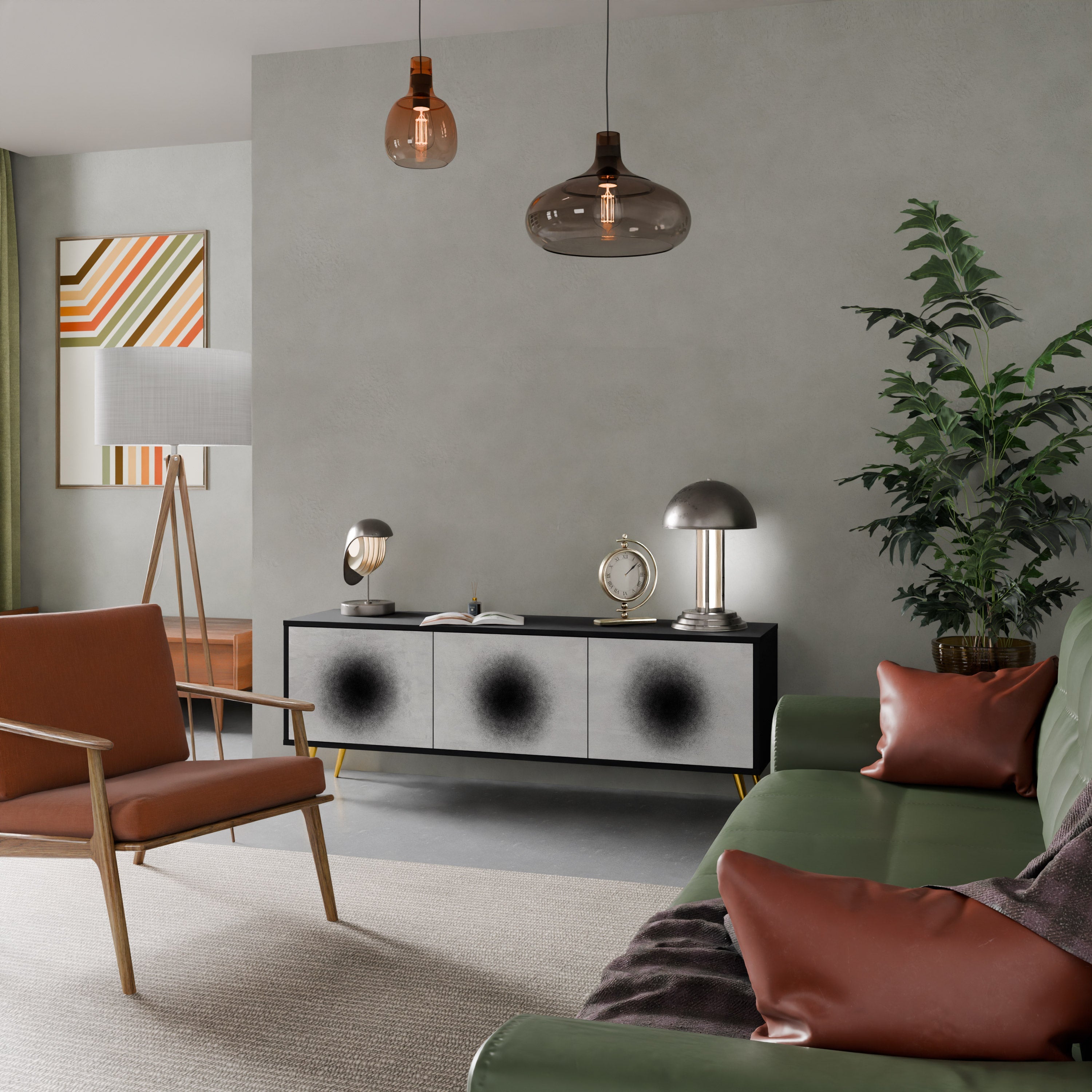 Meuble TV 3 portes BLACK HOLE finition noire