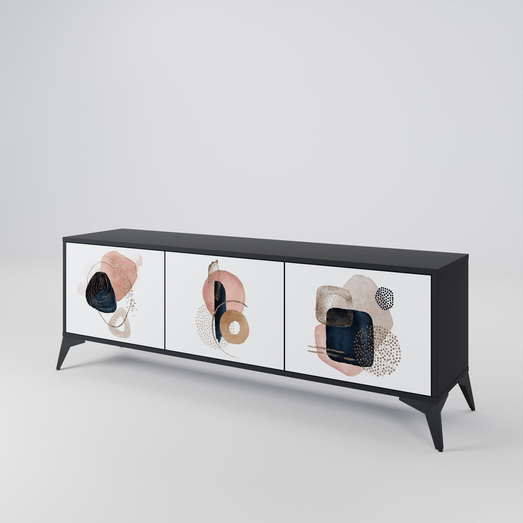 Meuble TV 3 portes COLORFUL SHAPES en finition noire