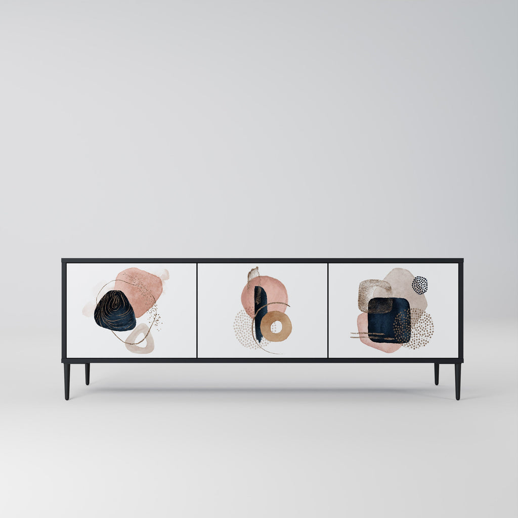 Meuble TV 3 portes COLORFUL SHAPES en finition noire