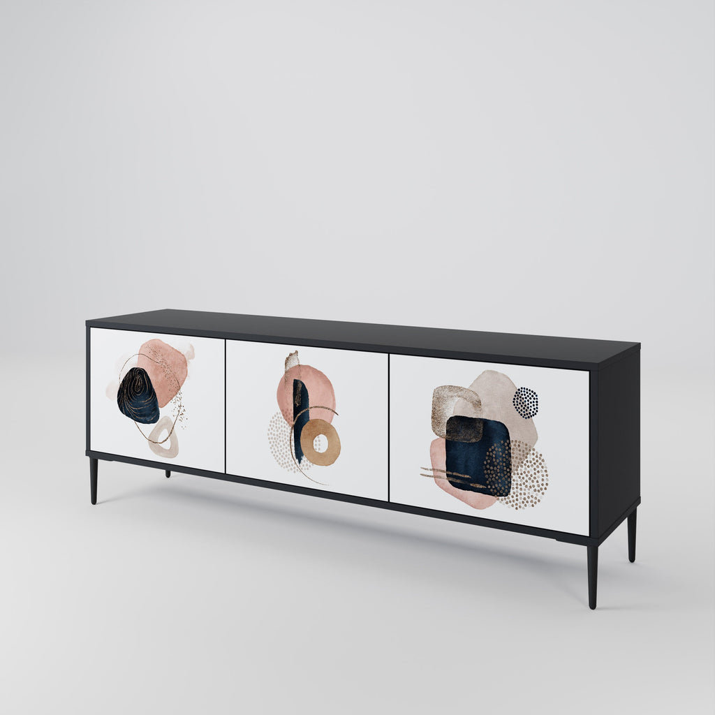 Meuble TV 3 portes COLORFUL SHAPES en finition noire