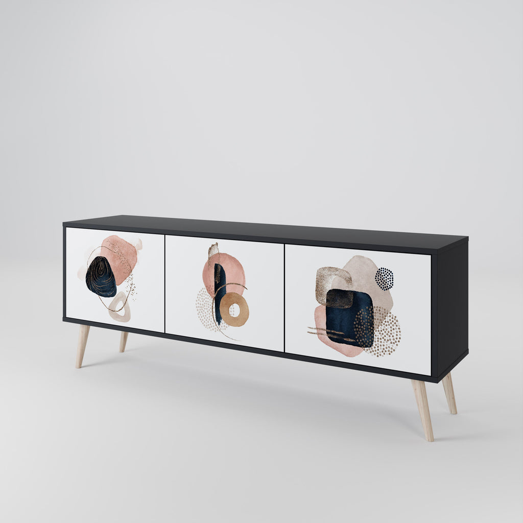 Meuble TV 3 portes COLORFUL SHAPES en finition noire