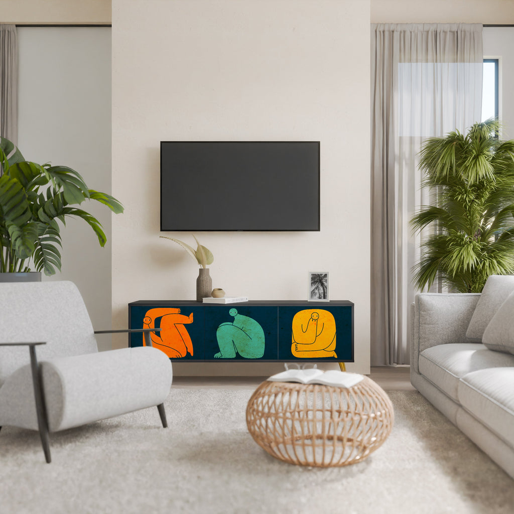 Meuble TV 3 portes TOGETHER MAIS SÉPARÉMENT en finition noire