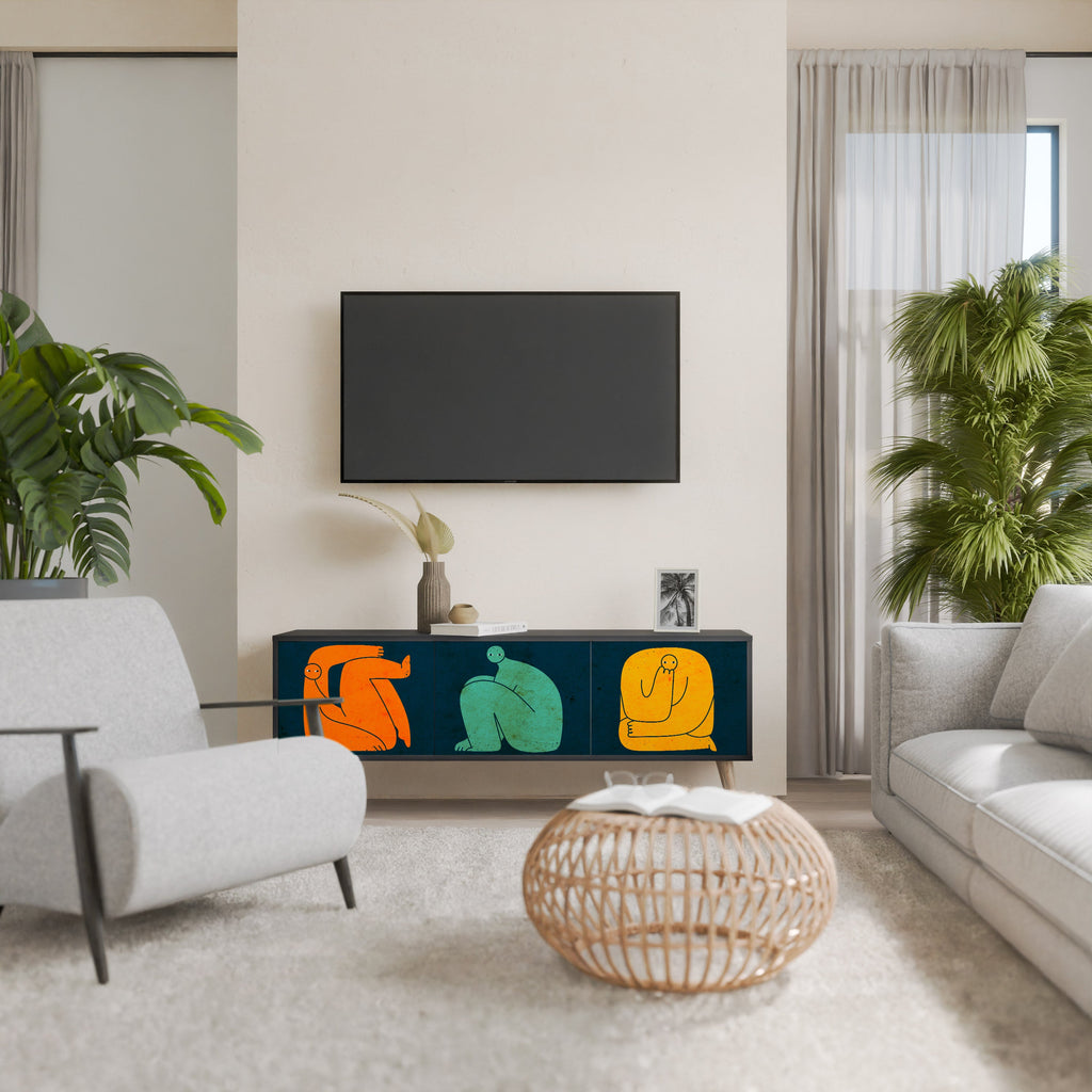 Meuble TV 3 portes TOGETHER MAIS SÉPARÉMENT en finition noire