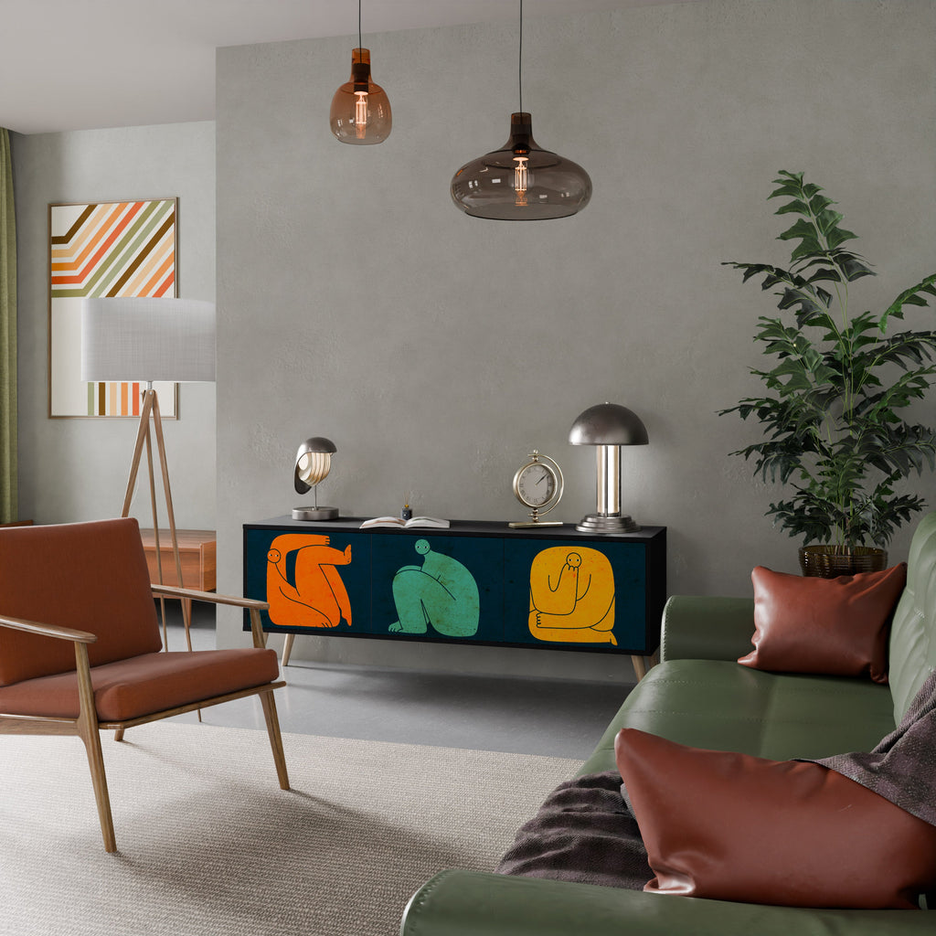 Meuble TV 3 portes TOGETHER MAIS SÉPARÉMENT en finition noire