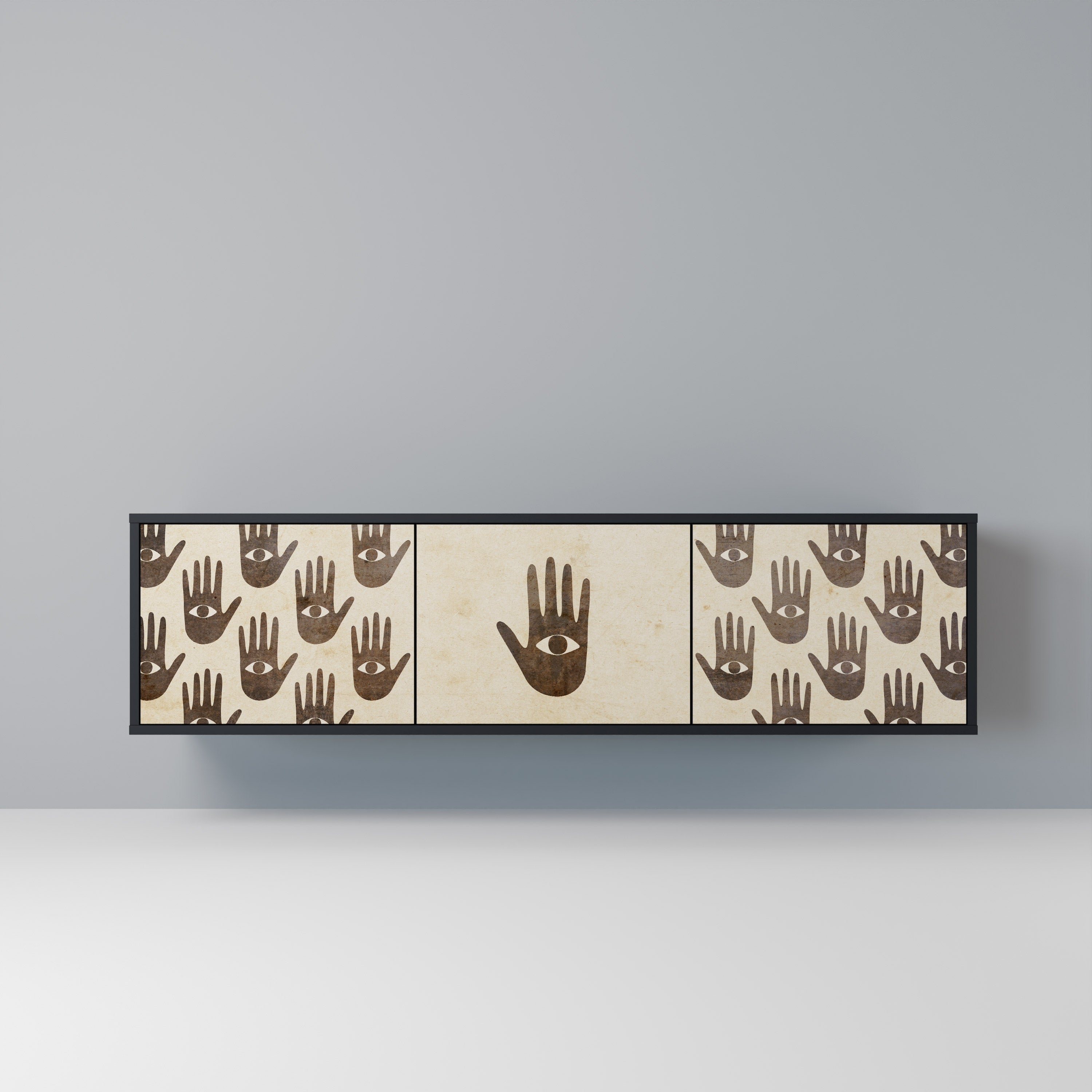 VOIR PLUS Meuble TV 3 portes en finition noire