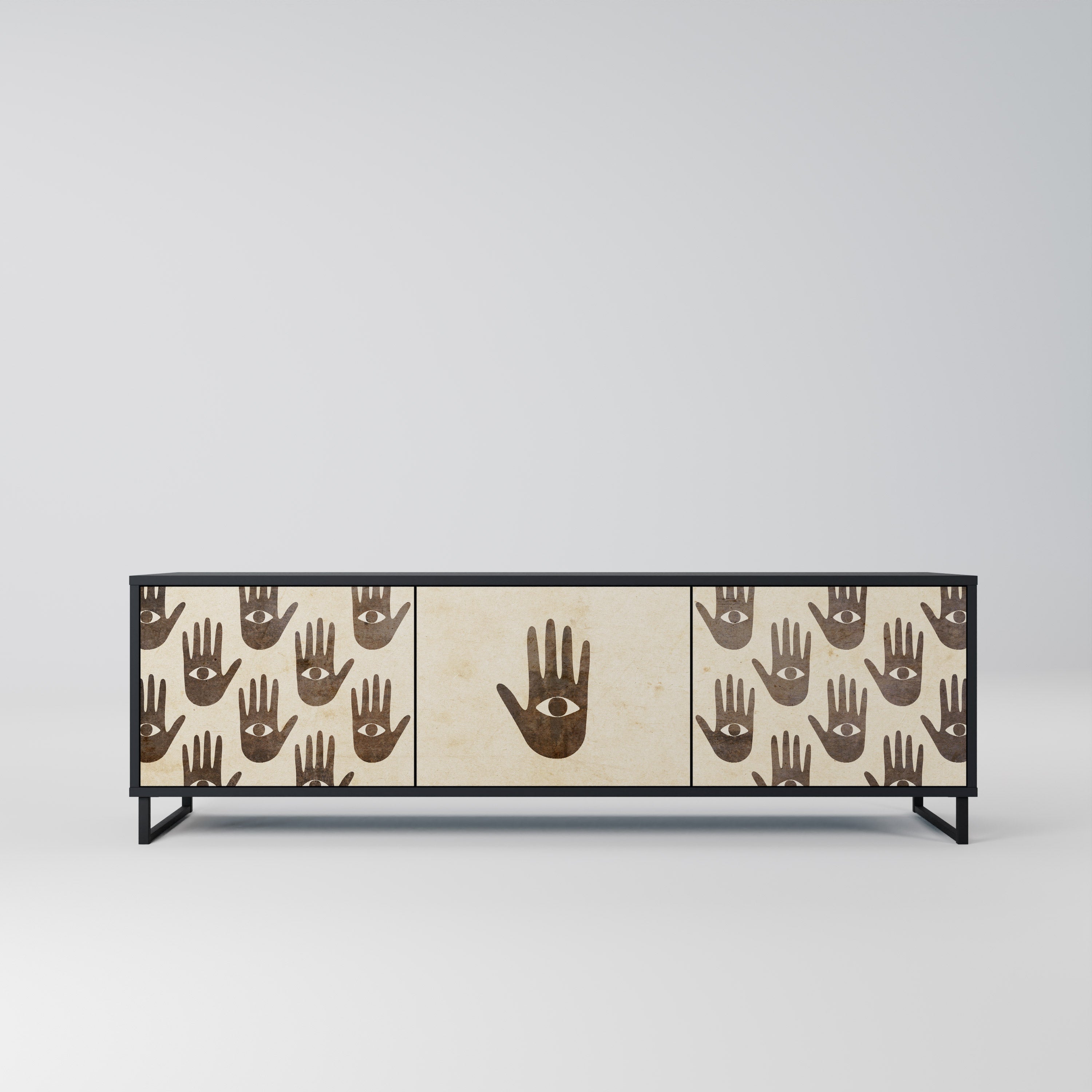 VOIR PLUS Meuble TV 3 portes en finition noire