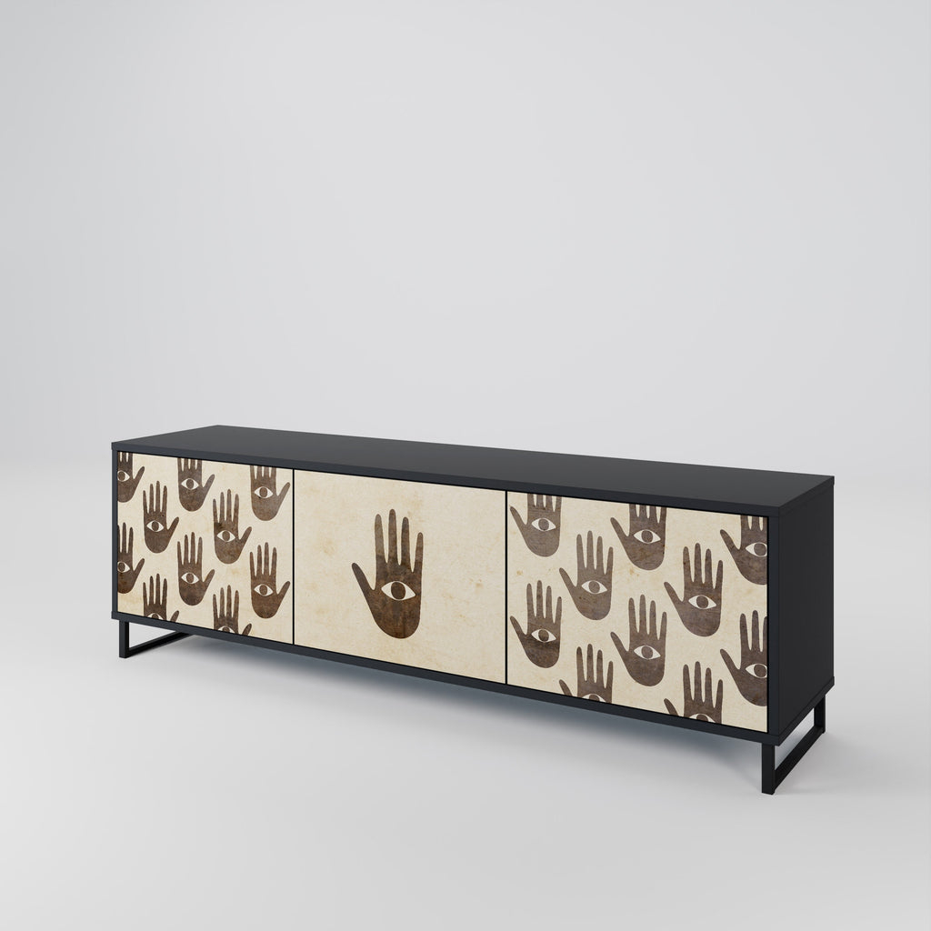 VOIR PLUS Meuble TV 3 portes en finition noire