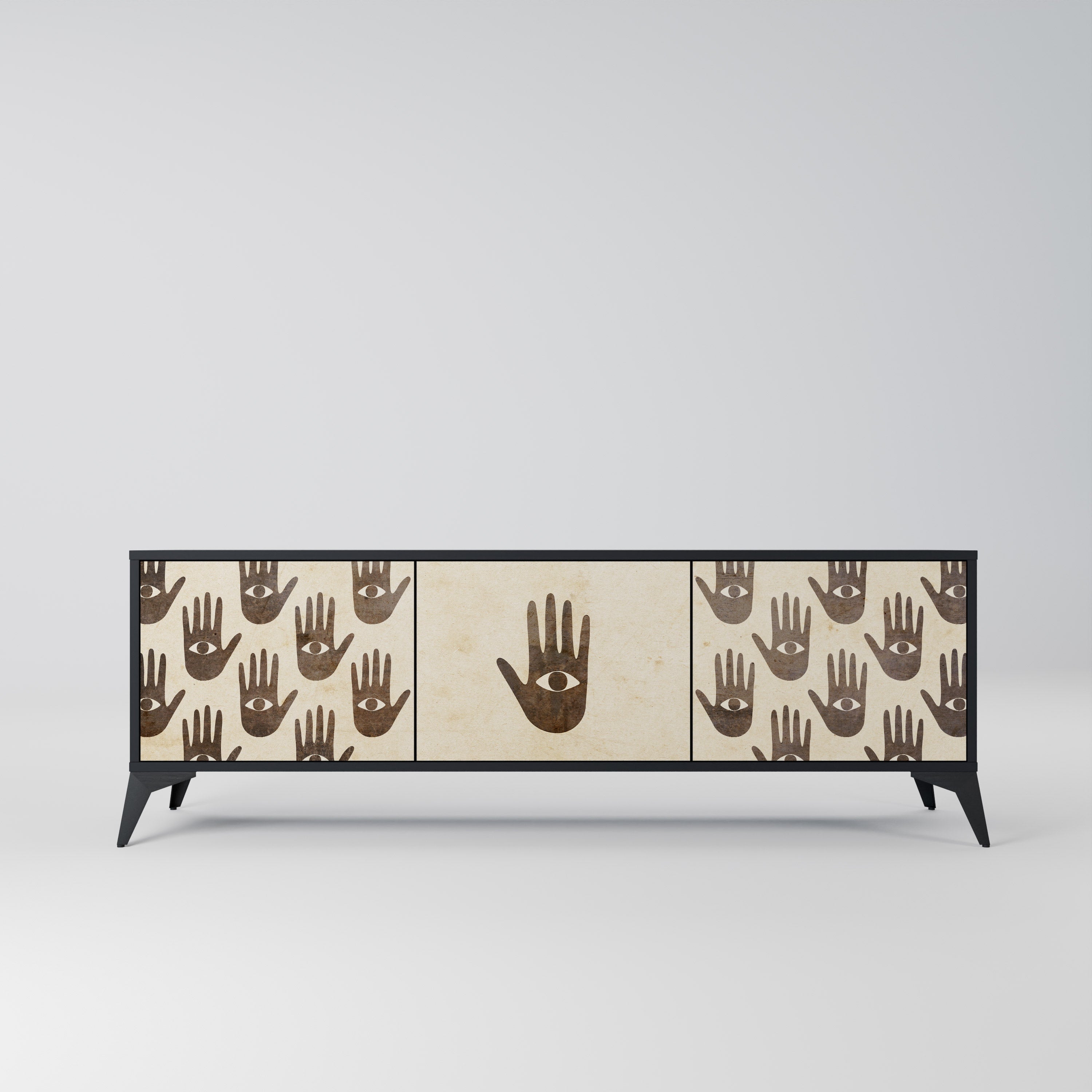 VOIR PLUS Meuble TV 3 portes en finition noire