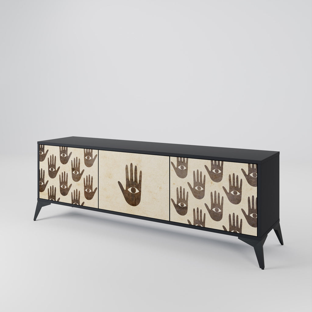 VOIR PLUS Meuble TV 3 portes en finition noire