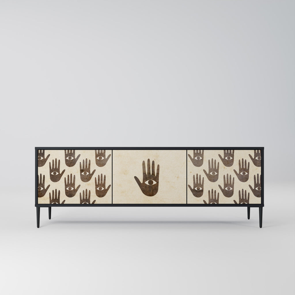 VOIR PLUS Meuble TV 3 portes en finition noire