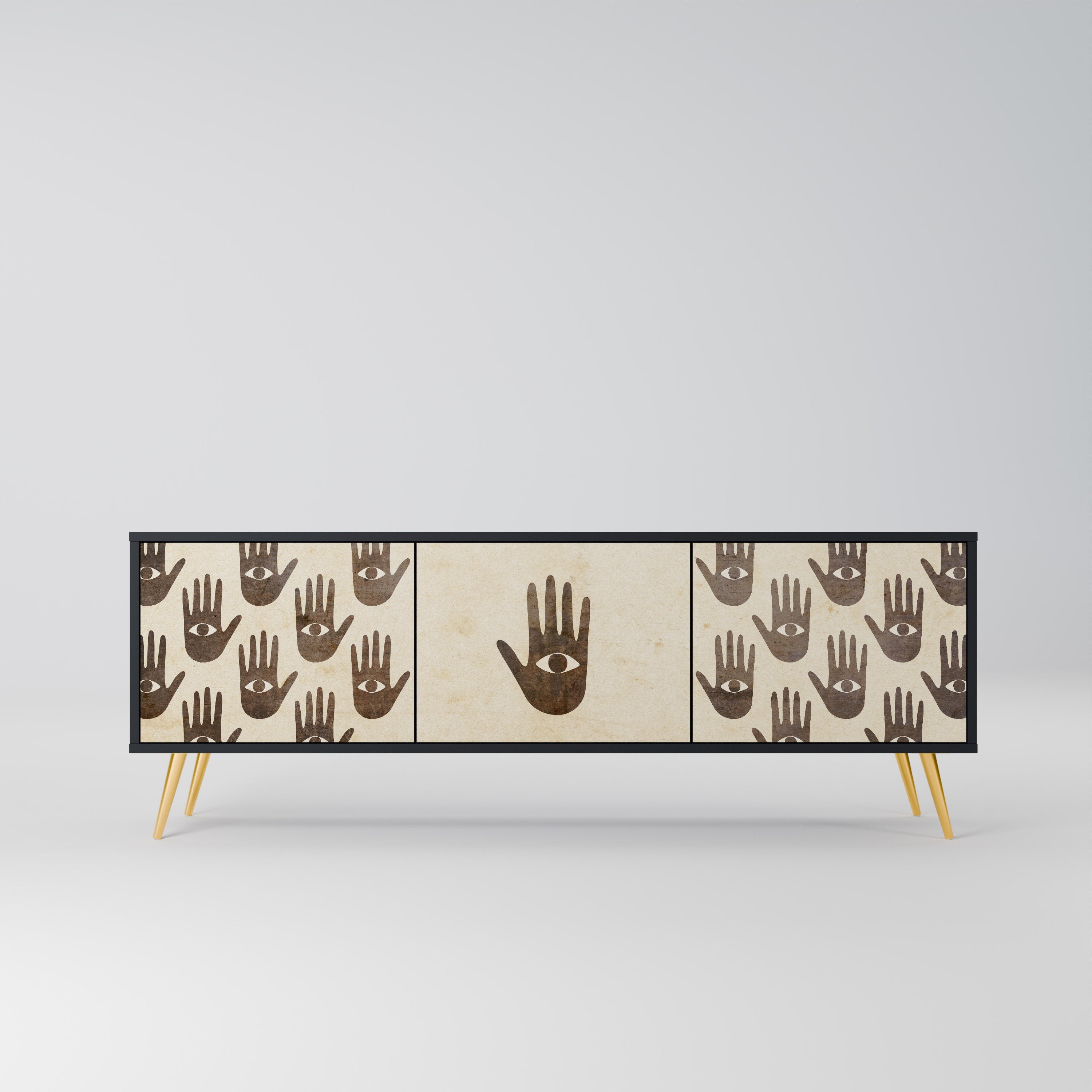 VOIR PLUS Meuble TV 3 portes en finition noire