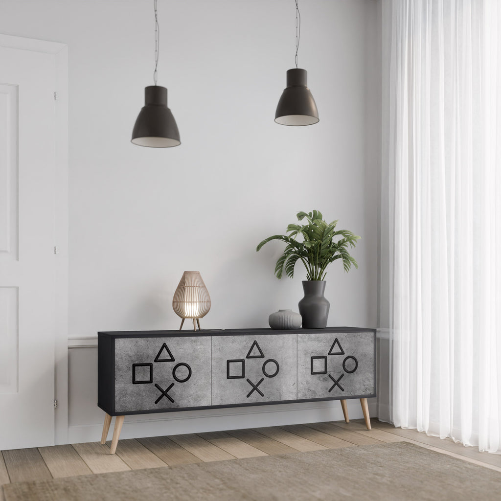 Meuble TV 3 portes GAMER CHOICE finition noire