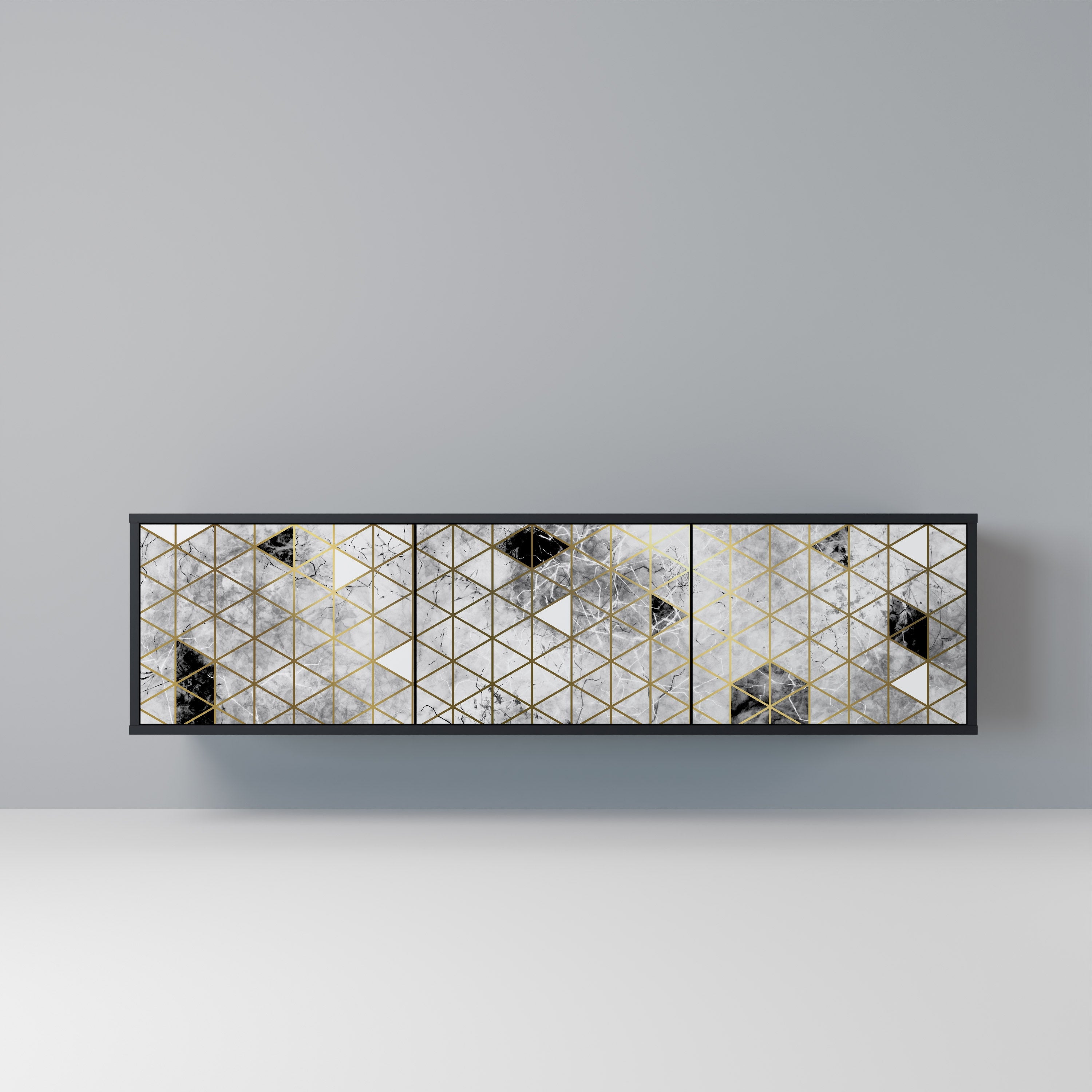 Meuble TV 3 portes ASHEN ARIA finition noire