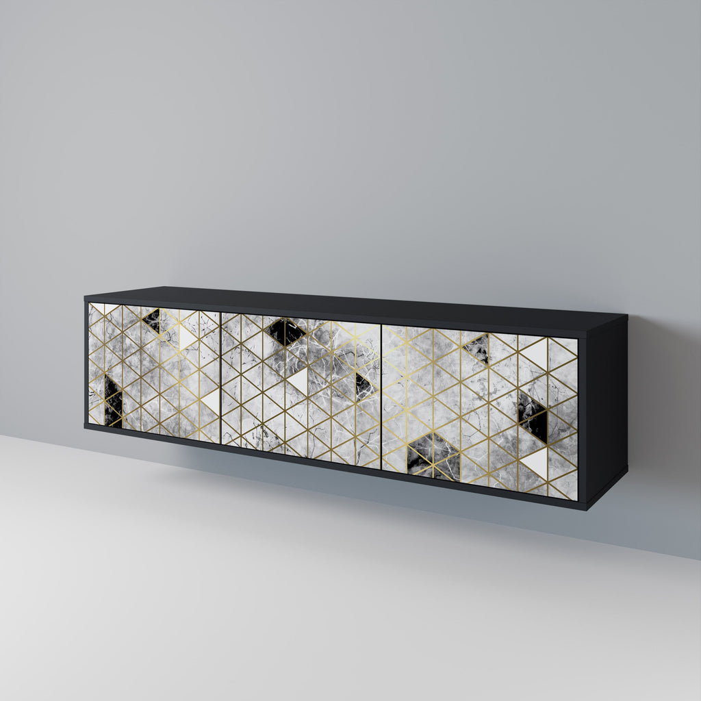 Meuble TV 3 portes ASHEN ARIA finition noire