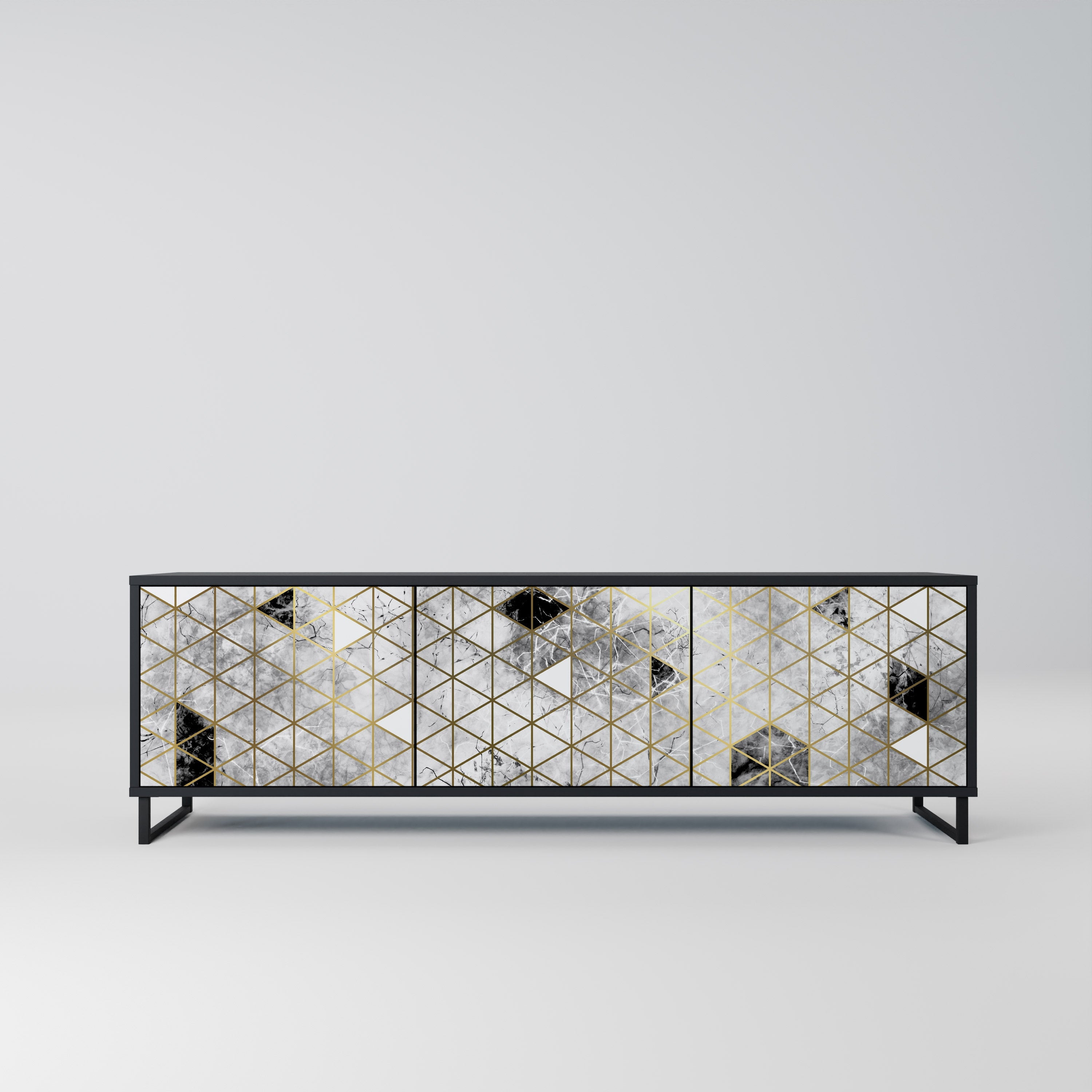 Meuble TV 3 portes ASHEN ARIA finition noire