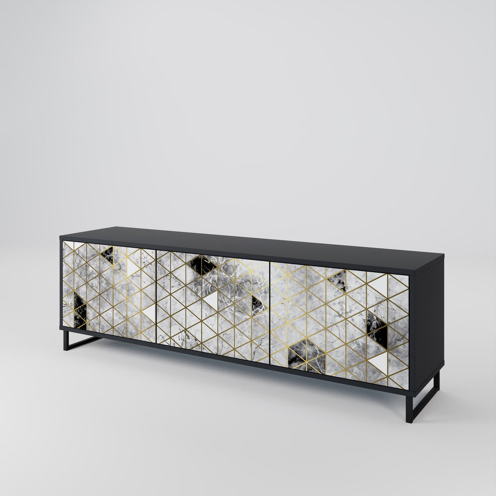 Meuble TV 3 portes ASHEN ARIA finition noire