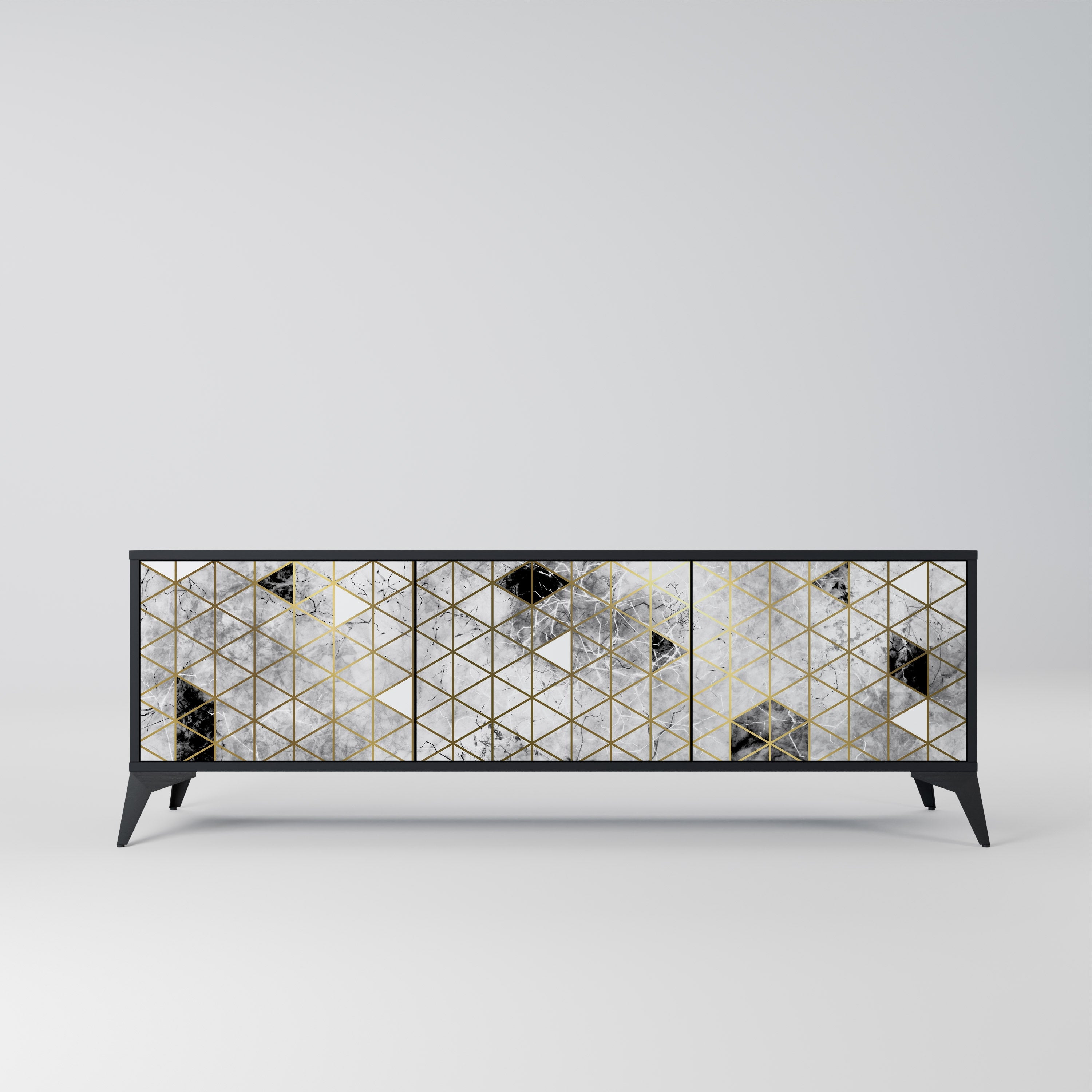 Meuble TV 3 portes ASHEN ARIA finition noire