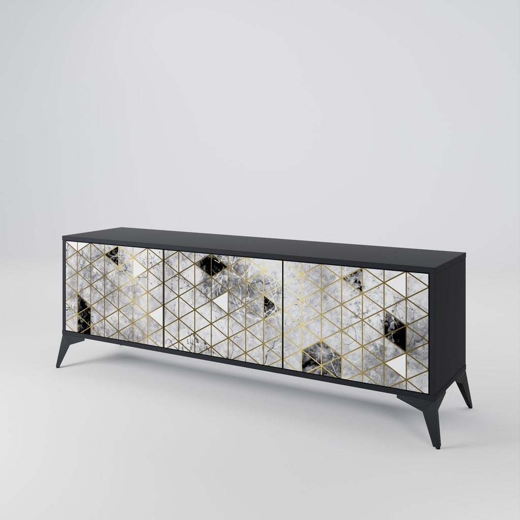 Meuble TV 3 portes ASHEN ARIA finition noire