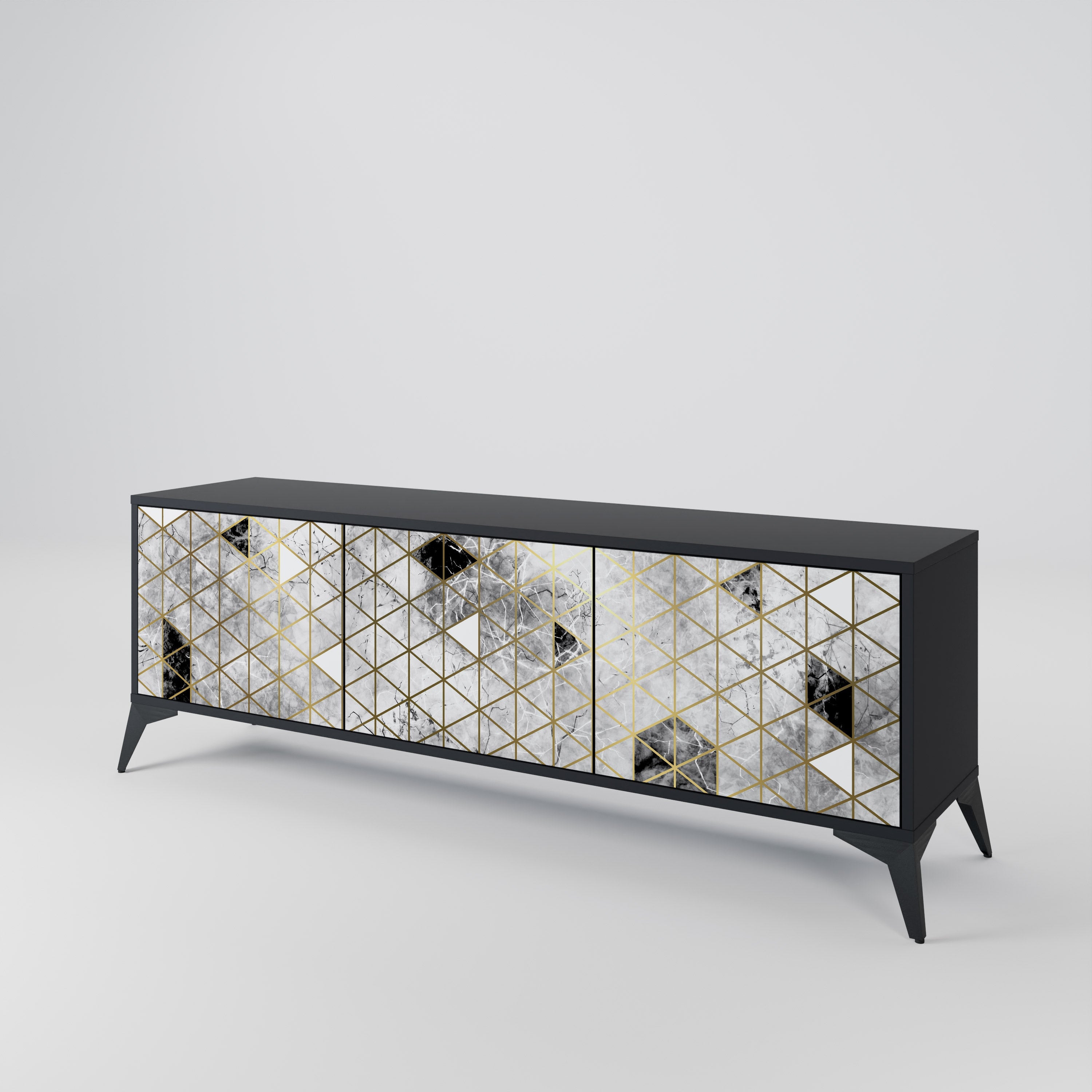 Meuble TV 3 portes ASHEN ARIA finition noire