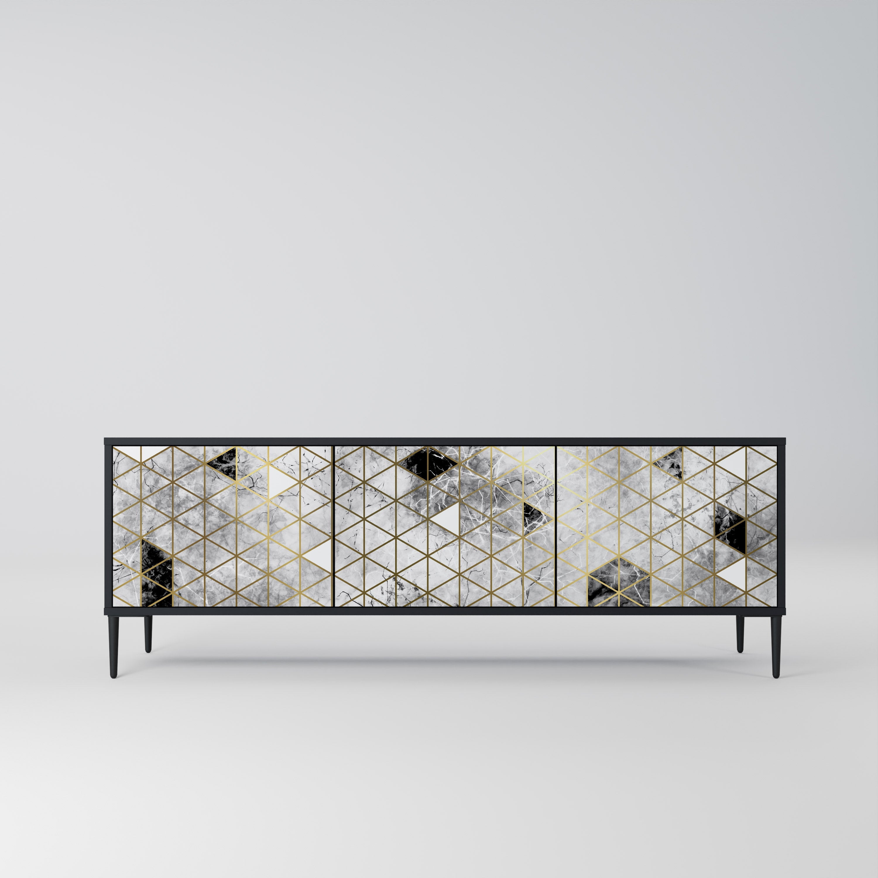 Meuble TV 3 portes ASHEN ARIA finition noire