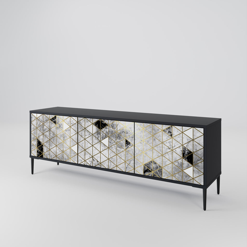 Meuble TV 3 portes ASHEN ARIA finition noire