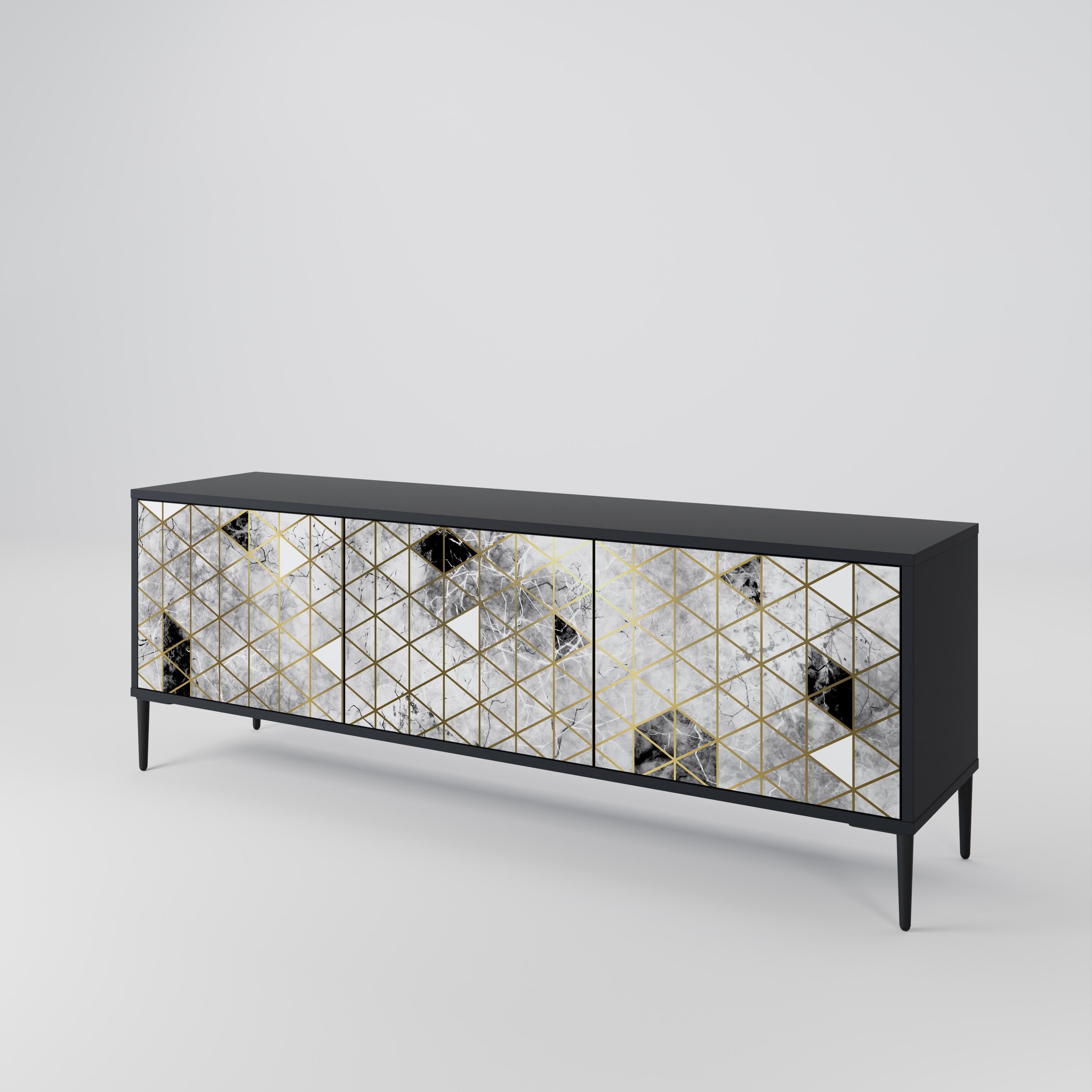 Meuble TV 3 portes ASHEN ARIA finition noire