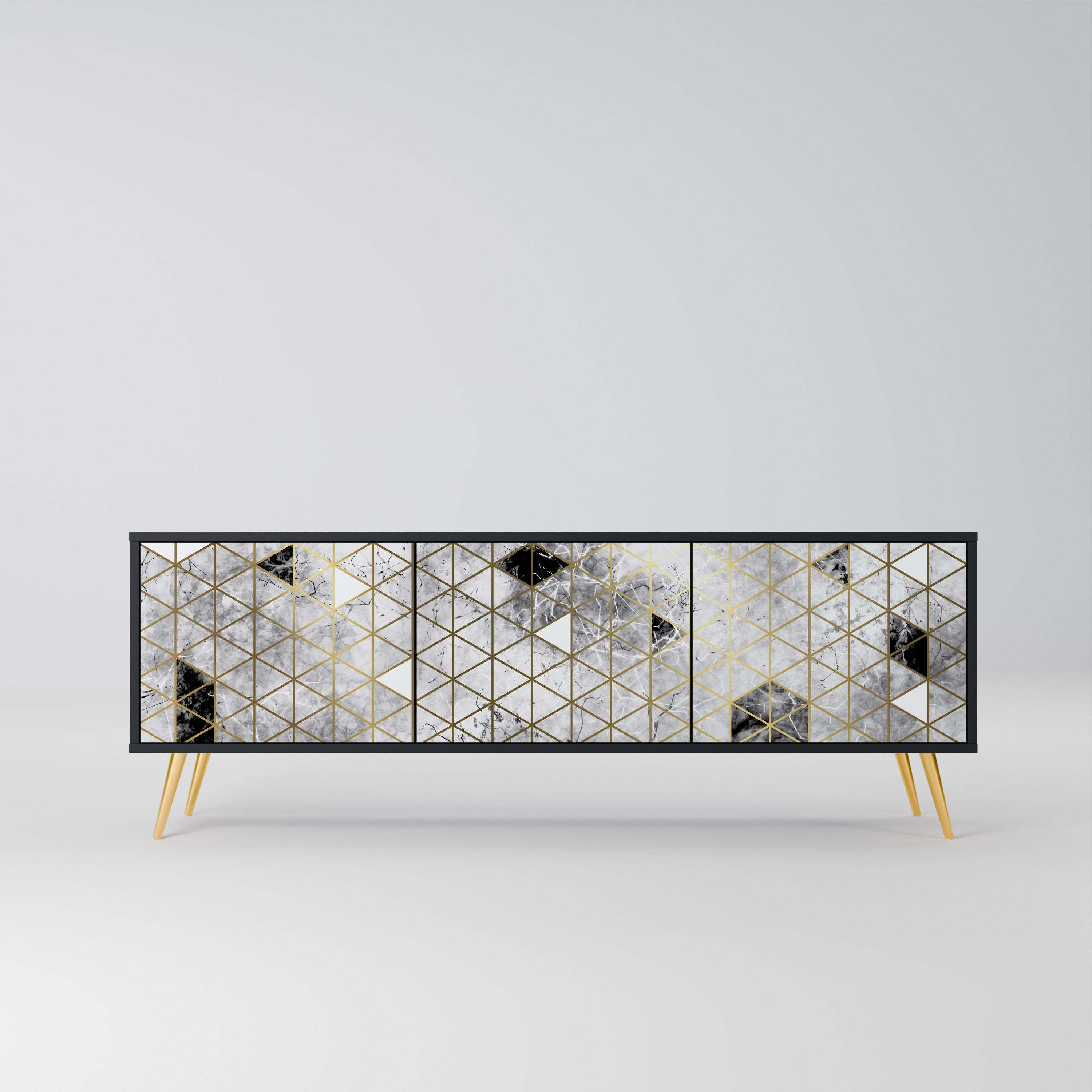 Meuble TV 3 portes ASHEN ARIA finition noire