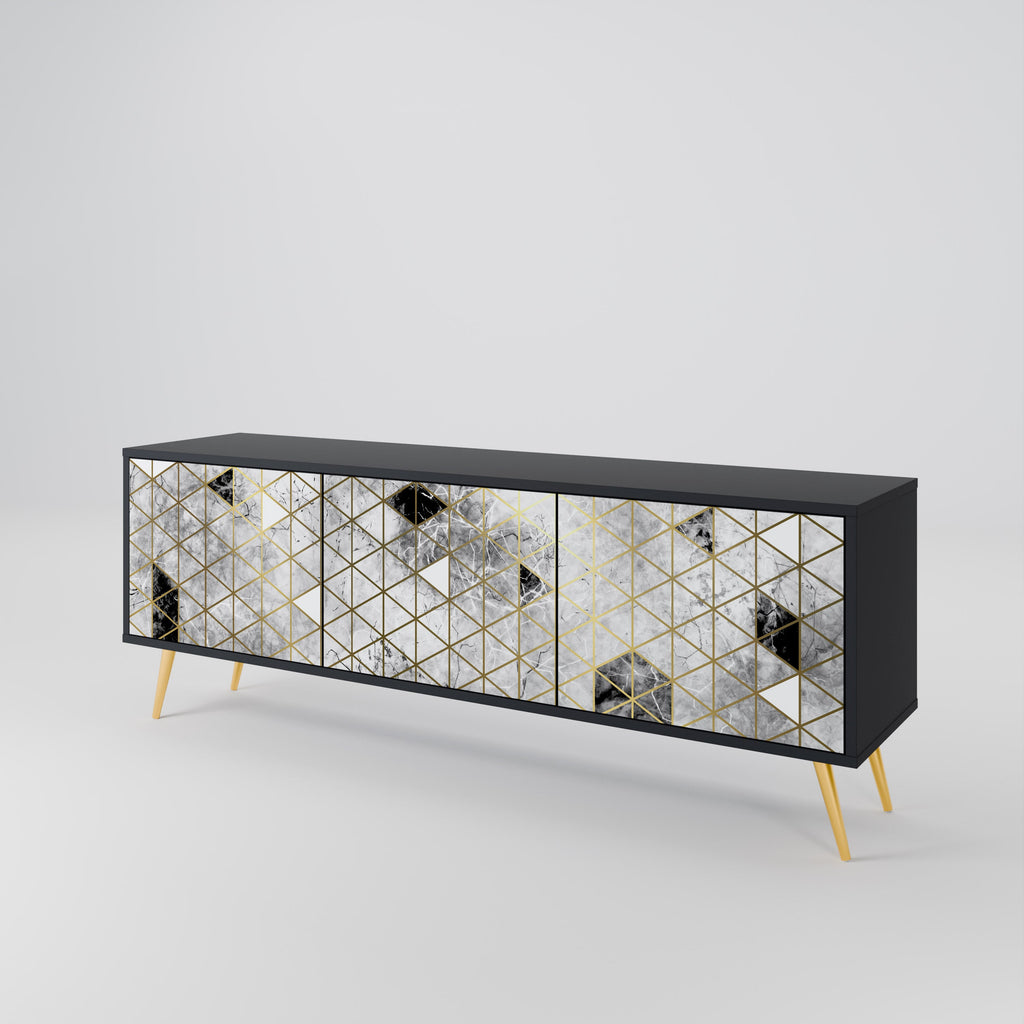 Meuble TV 3 portes ASHEN ARIA finition noire