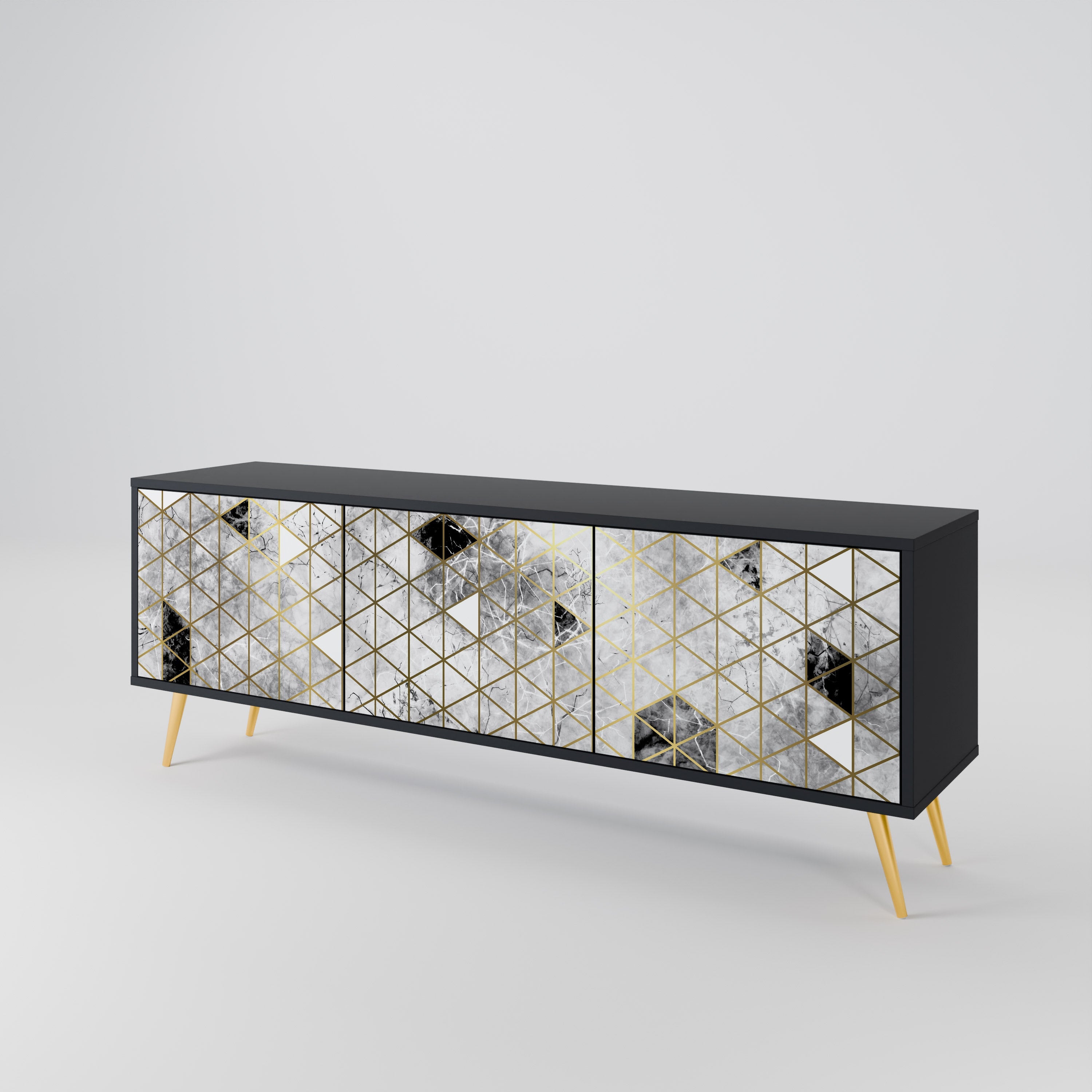 Meuble TV 3 portes ASHEN ARIA finition noire