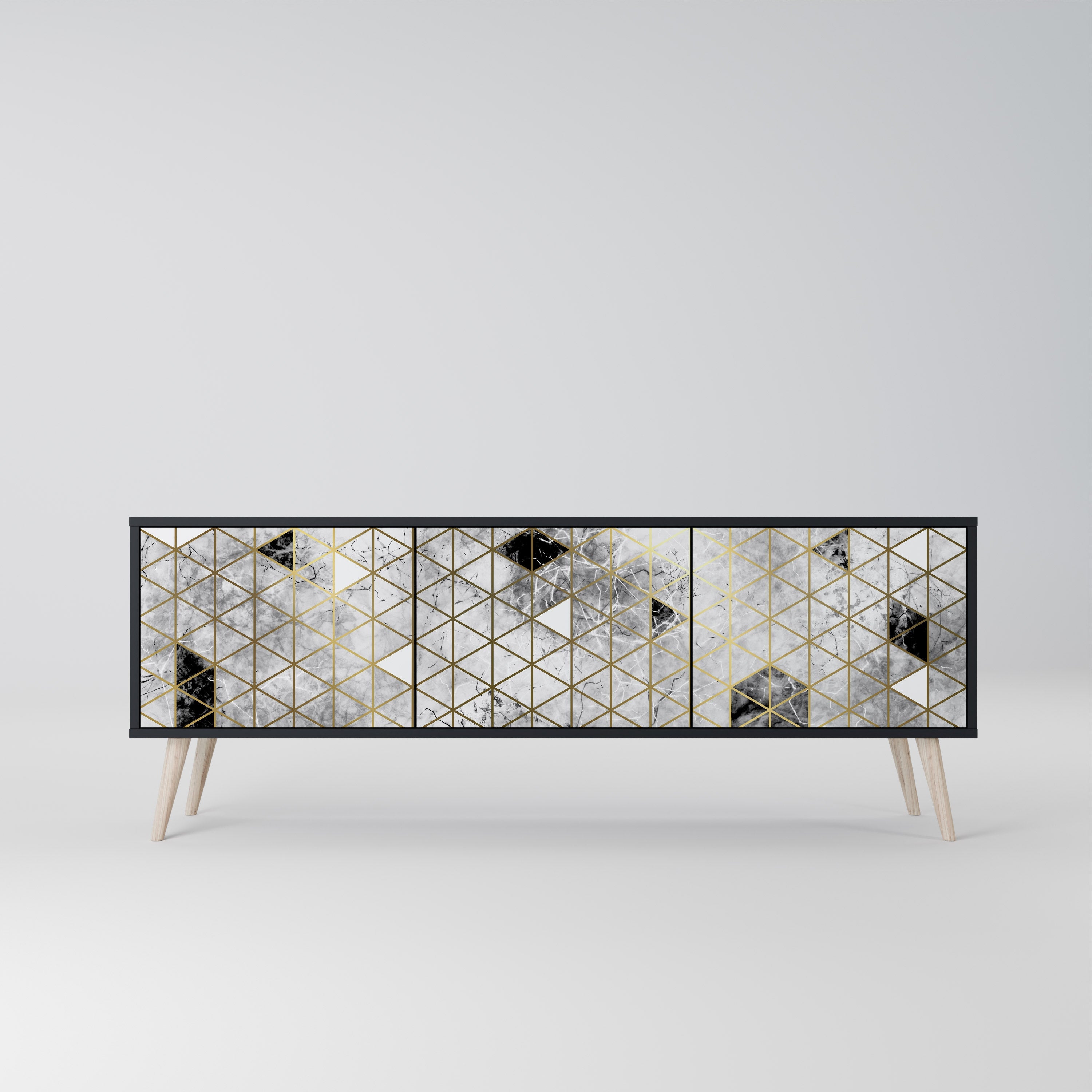 Meuble TV 3 portes ASHEN ARIA finition noire