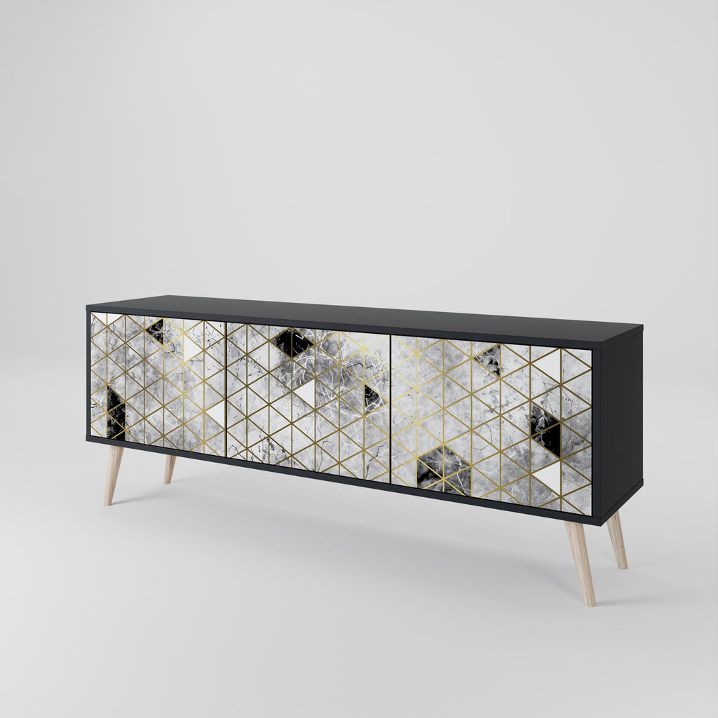 Meuble TV 3 portes ASHEN ARIA finition noire