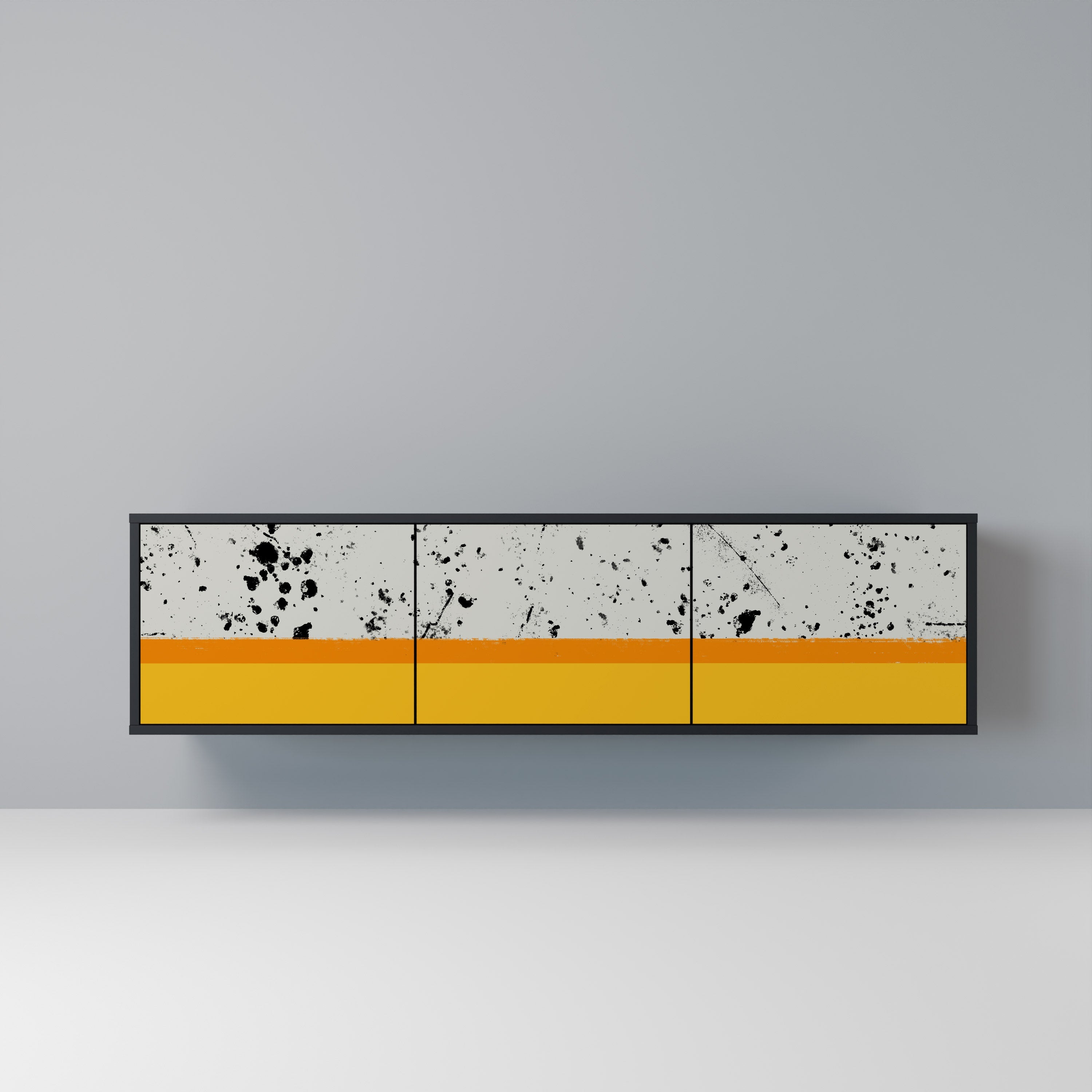 Meuble TV 3 portes DYED BY ORANGE finition noire