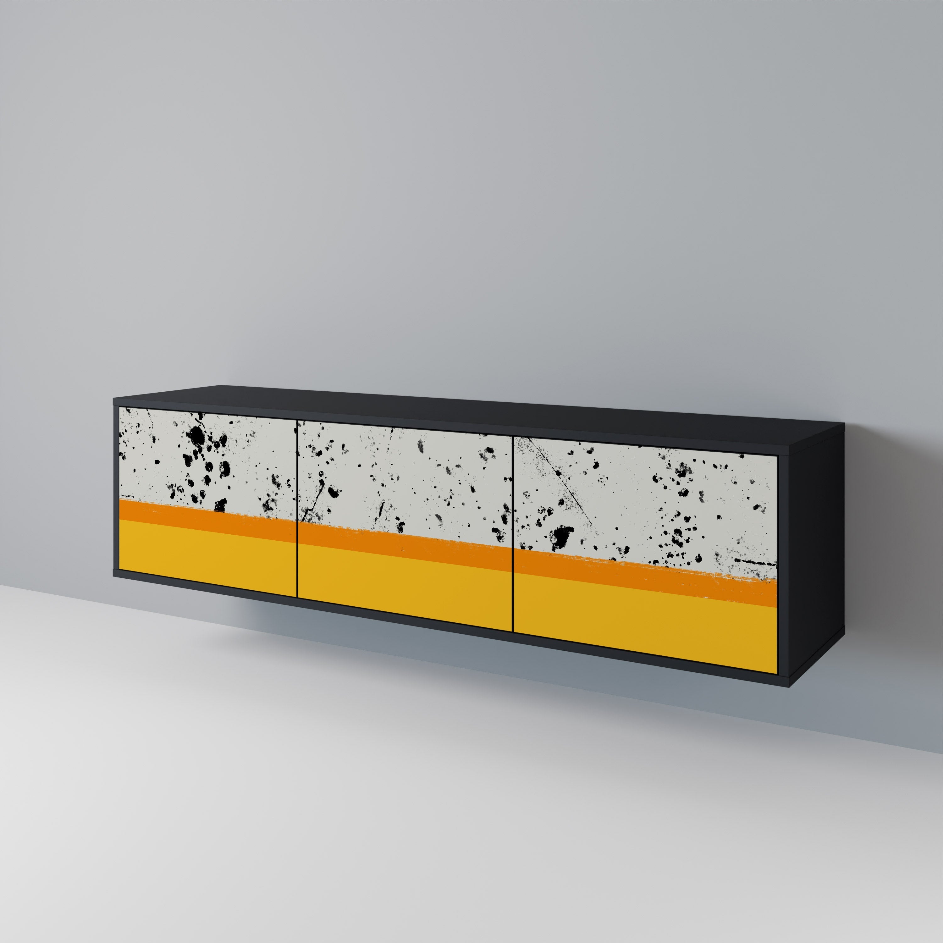 Meuble TV 3 portes DYED BY ORANGE finition noire