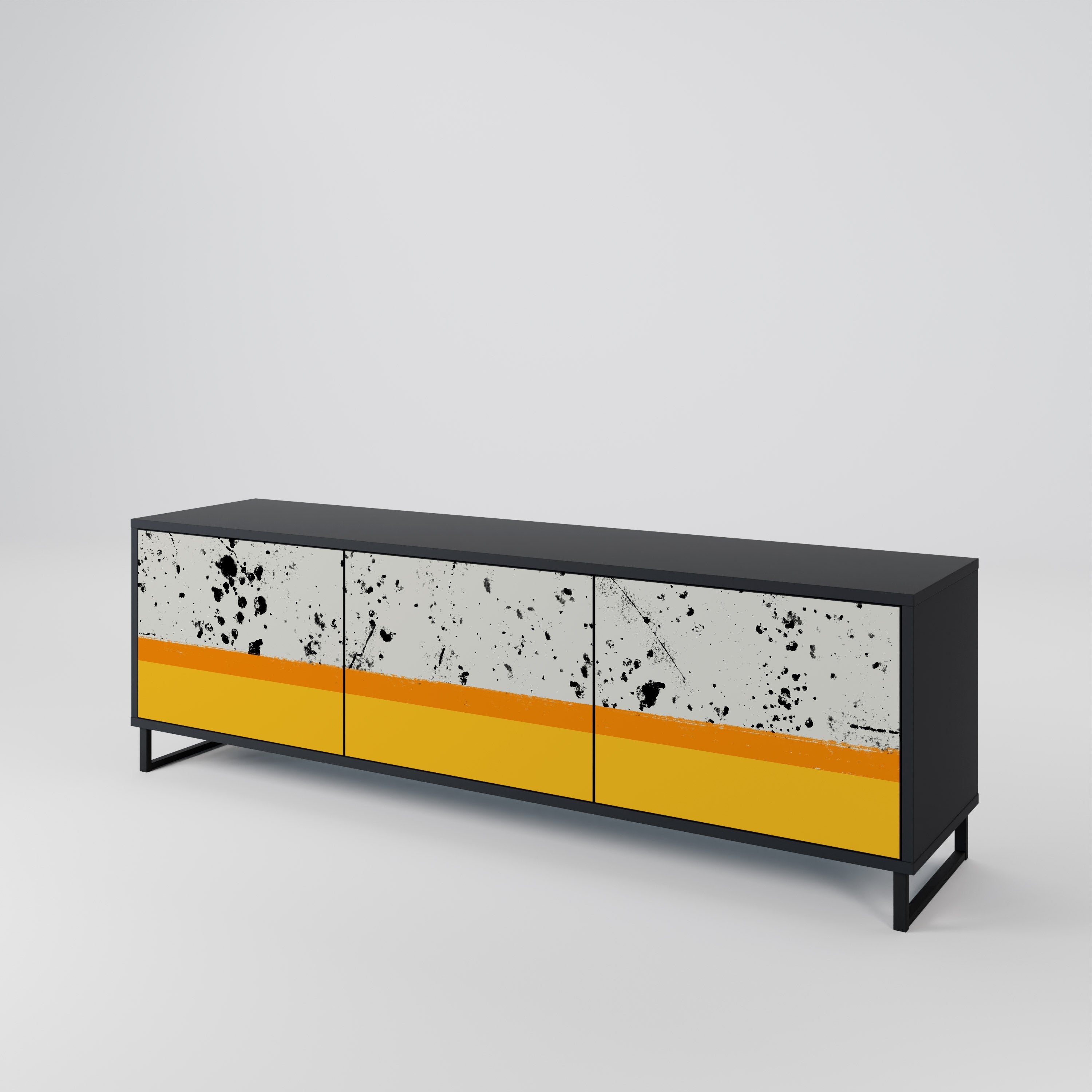 Meuble TV 3 portes DYED BY ORANGE finition noire