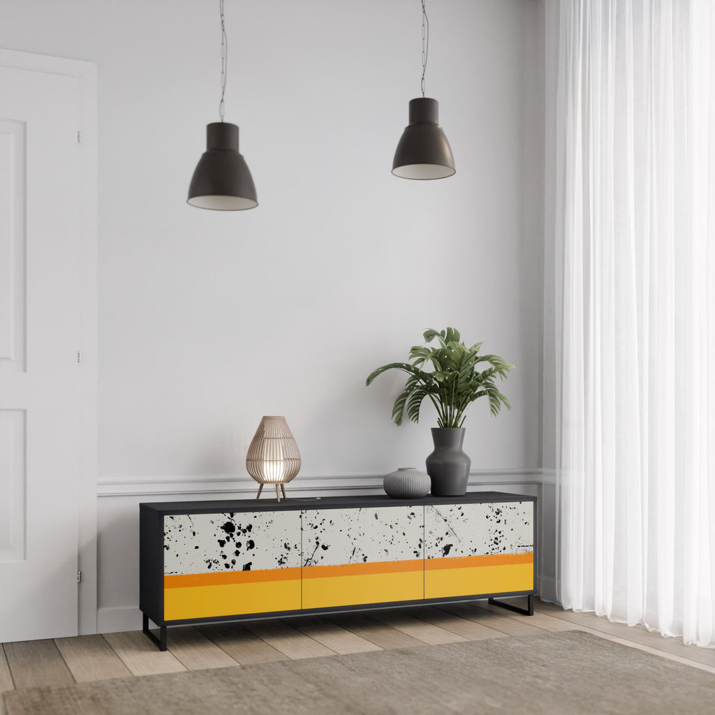 Meuble TV 3 portes DYED BY ORANGE finition noire